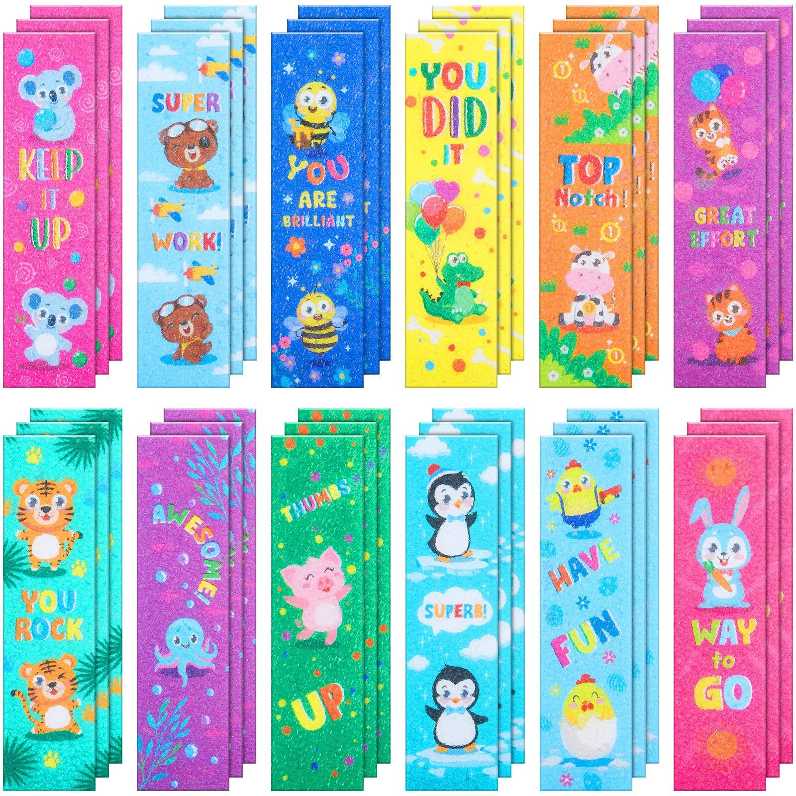 36 Pieces Anxiety Sensory Stickers Cute Fidget Textured Strips Toys Anti Stress Tactile Rough Sensory Calm Textured Strips Adhesives Anxiety Relief For Adults Teens Desk Classroom (Animal Style)