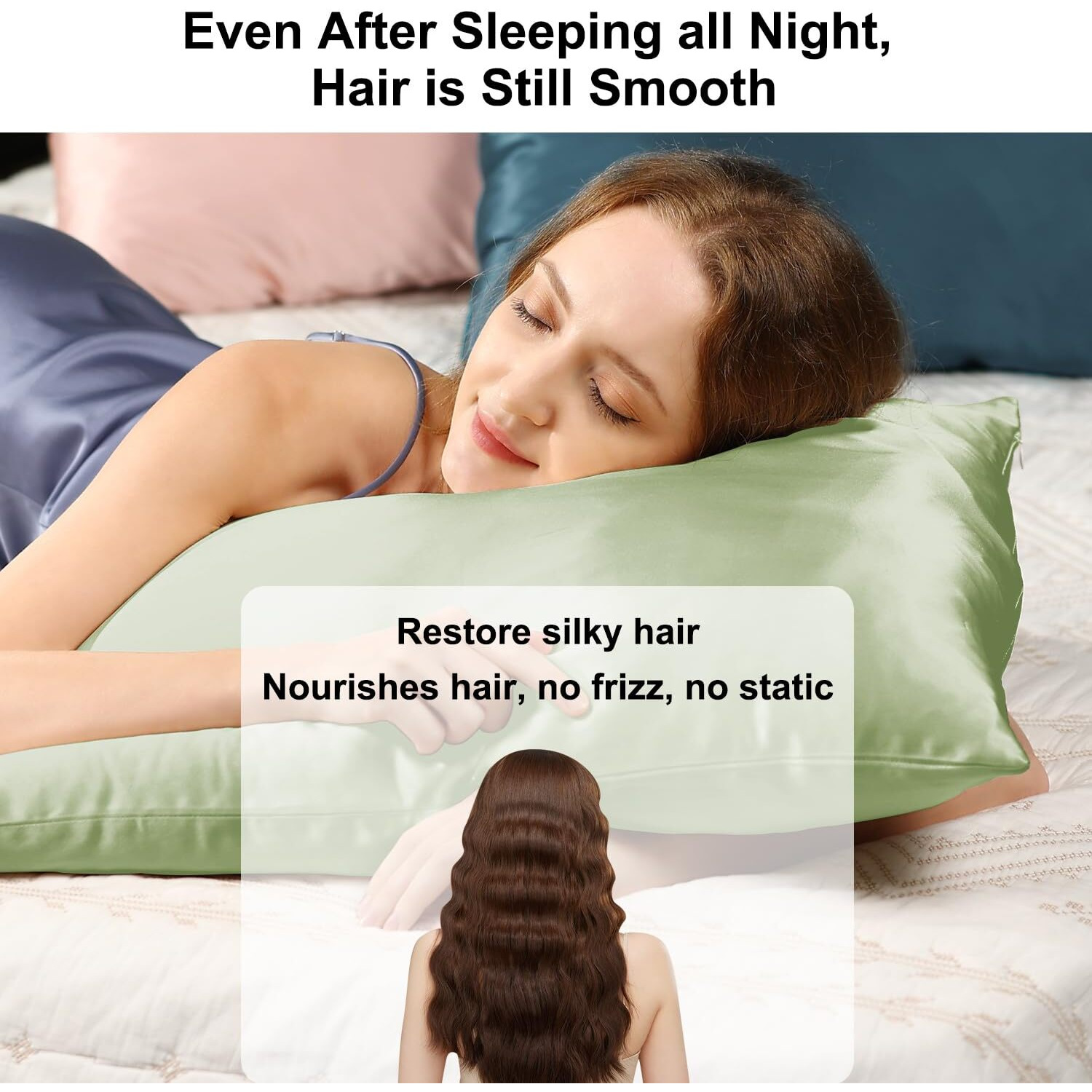 Silk Pillowcase King Size For Hair And Skin With Hidden Zipper, Ravmix Both Sides 21Momme Mulberry Silk Cooling Pillow Case, 2036Inches, 1Pcs, Bean Green