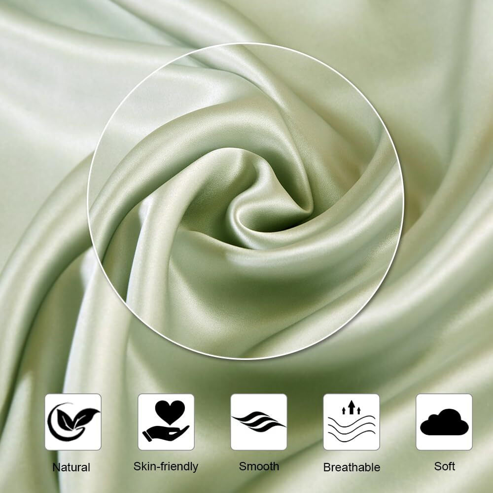 Silk Pillowcase King Size For Hair And Skin With Hidden Zipper, Ravmix Both Sides 21Momme Mulberry Silk Cooling Pillow Case, 2036Inches, 1Pcs, Bean Green