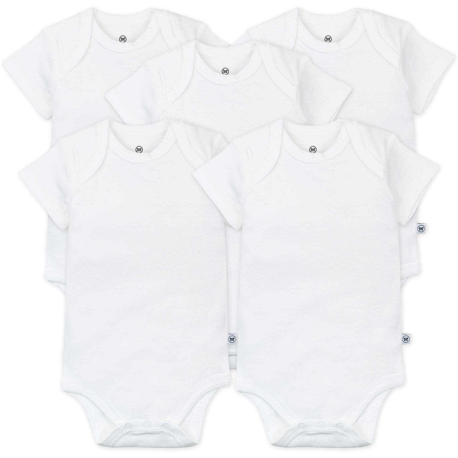 Honestbaby Unisex Baby Organic Cotton Short Sleeve Bodysuits Multipack And Toddler T Shirt Set, 5 Pack Bright White, 24 Months Us