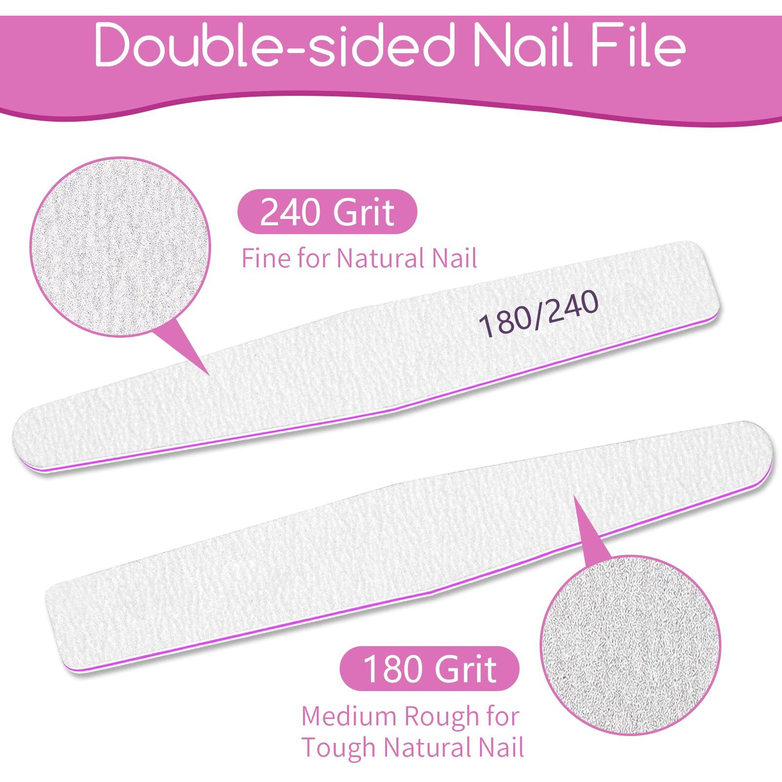 50 Pcs Nail File Set, Emery Board Nail Files For Natural Nails 180/240 Grit Nail File For Natural Nail Shaping Nail Filers Manicure Tools