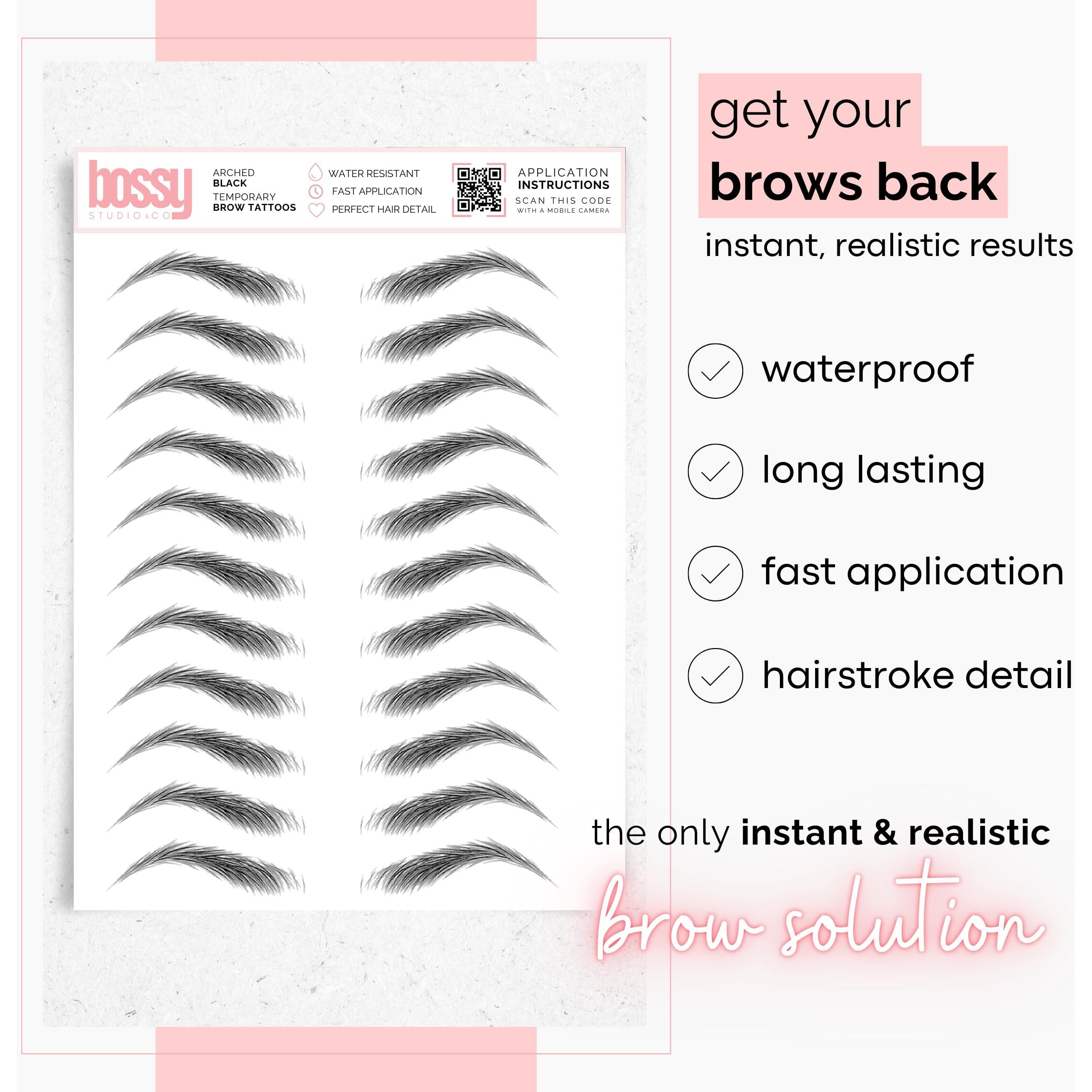 Brows By Bossy Studio & Co Temporary Eyebrow Tattoos Waterproof Eyebrow Stickers, False Tattoos Hair Like Peel Off Instant Transfer Brow Natural Blonde