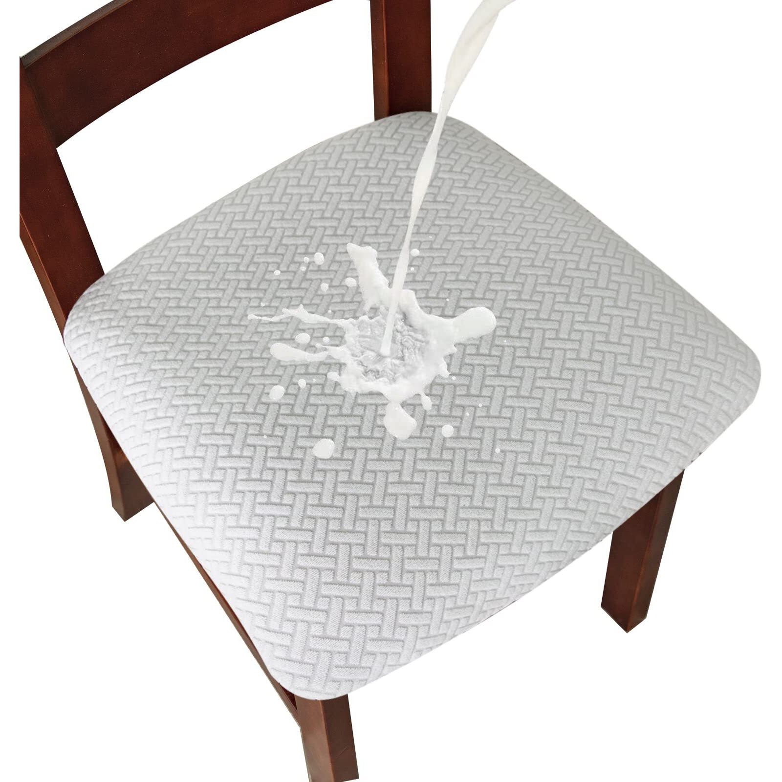 Genina Waterproof Seat Covers For Dining Room Chairs Covers Dining Chair Seat Covers Kitchen Chair Covers Slipcovers (White, 6 Pcs)