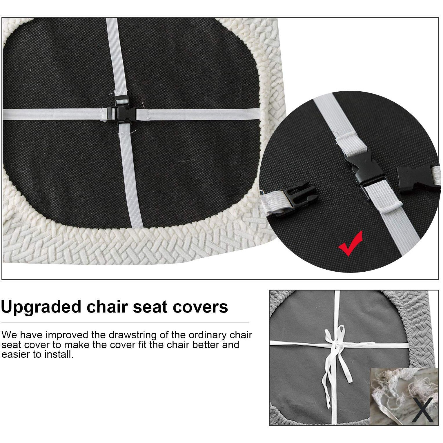 Genina Waterproof Seat Covers For Dining Room Chairs Covers Dining Chair Seat Covers Kitchen Chair Covers Slipcovers (White, 6 Pcs)