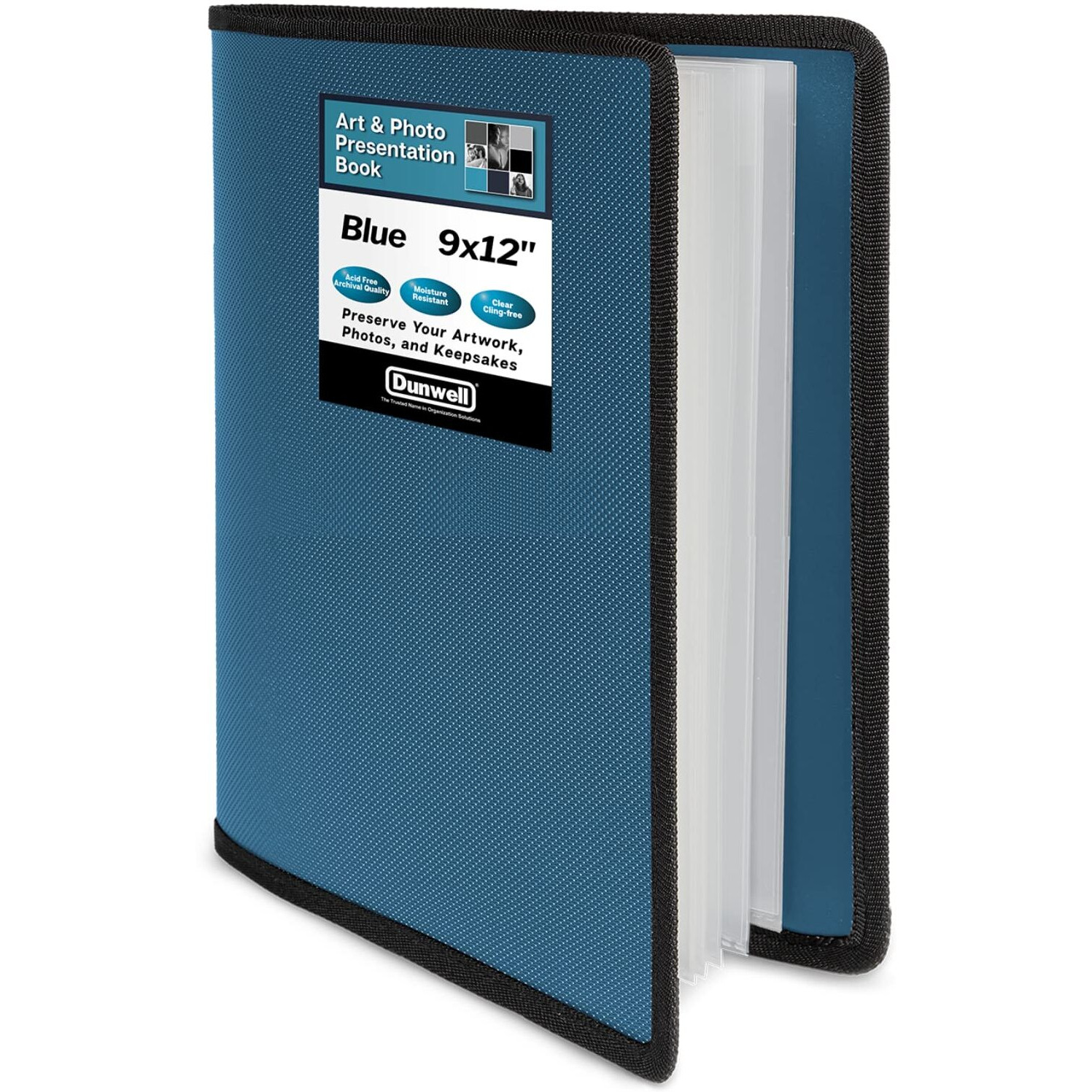 Dunwell Art Portfolio 9X12 Folder - (Blue), Portfolio Folder For Artwork, 9 X 12 Art Folder, 24 Pockets Display 48 Pages, Portfolio Binder, Portfolio Book, Art Binder, Kids 9X12 Art Portfolio