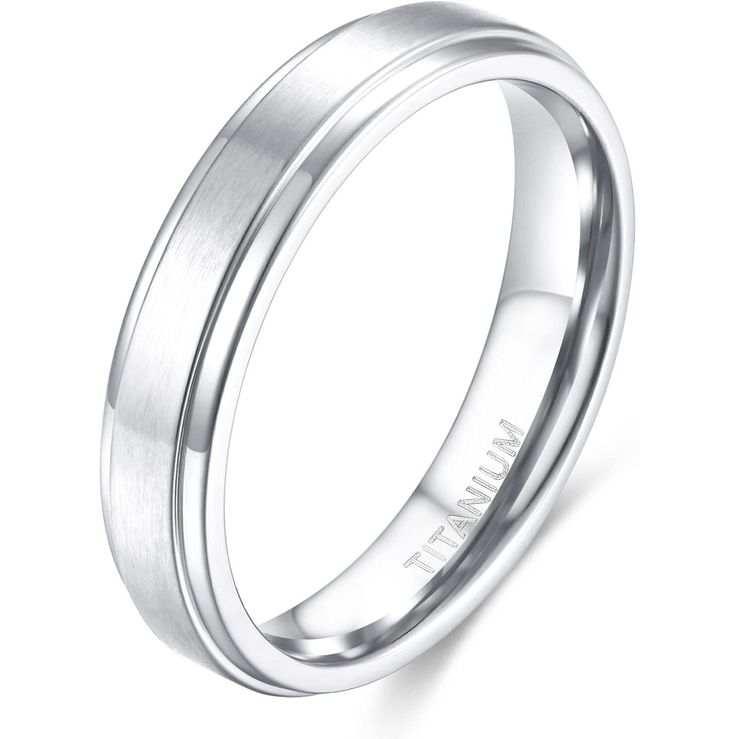 Tigrade 4Mm 6Mm 8Mm 10Mm Black Titanium Rings Wedding Band Matte Comfort Fit For Men Women Size 3-15,Silver 4Mm, Size 8.5