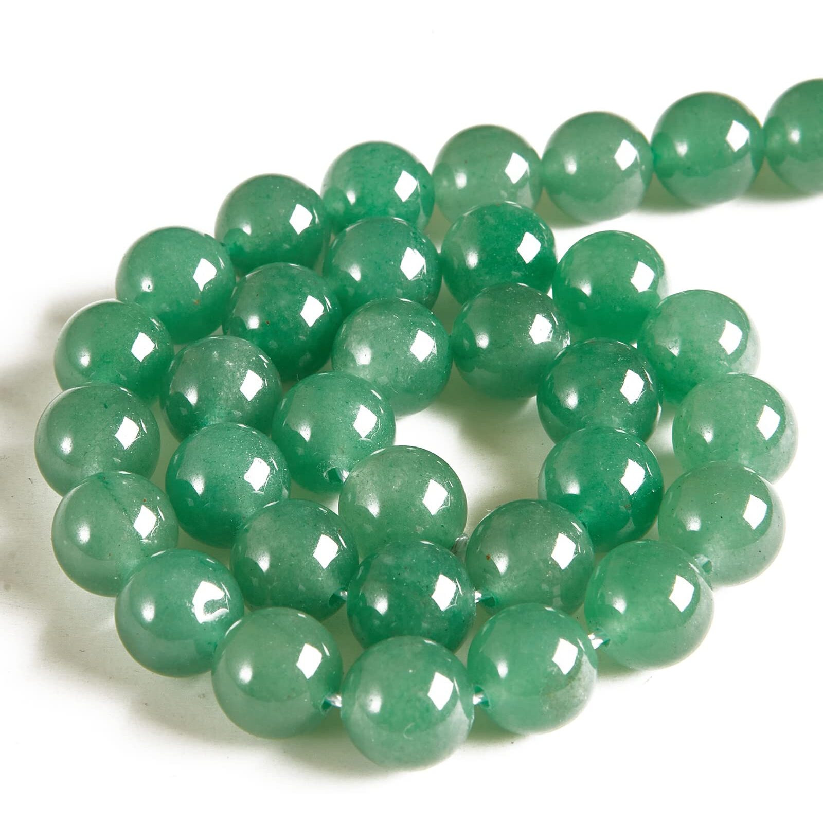 35Pcs 10Mm Green Aventurine Beads Natural Gemstone Beads Round Loose Beads For Jewelry Making