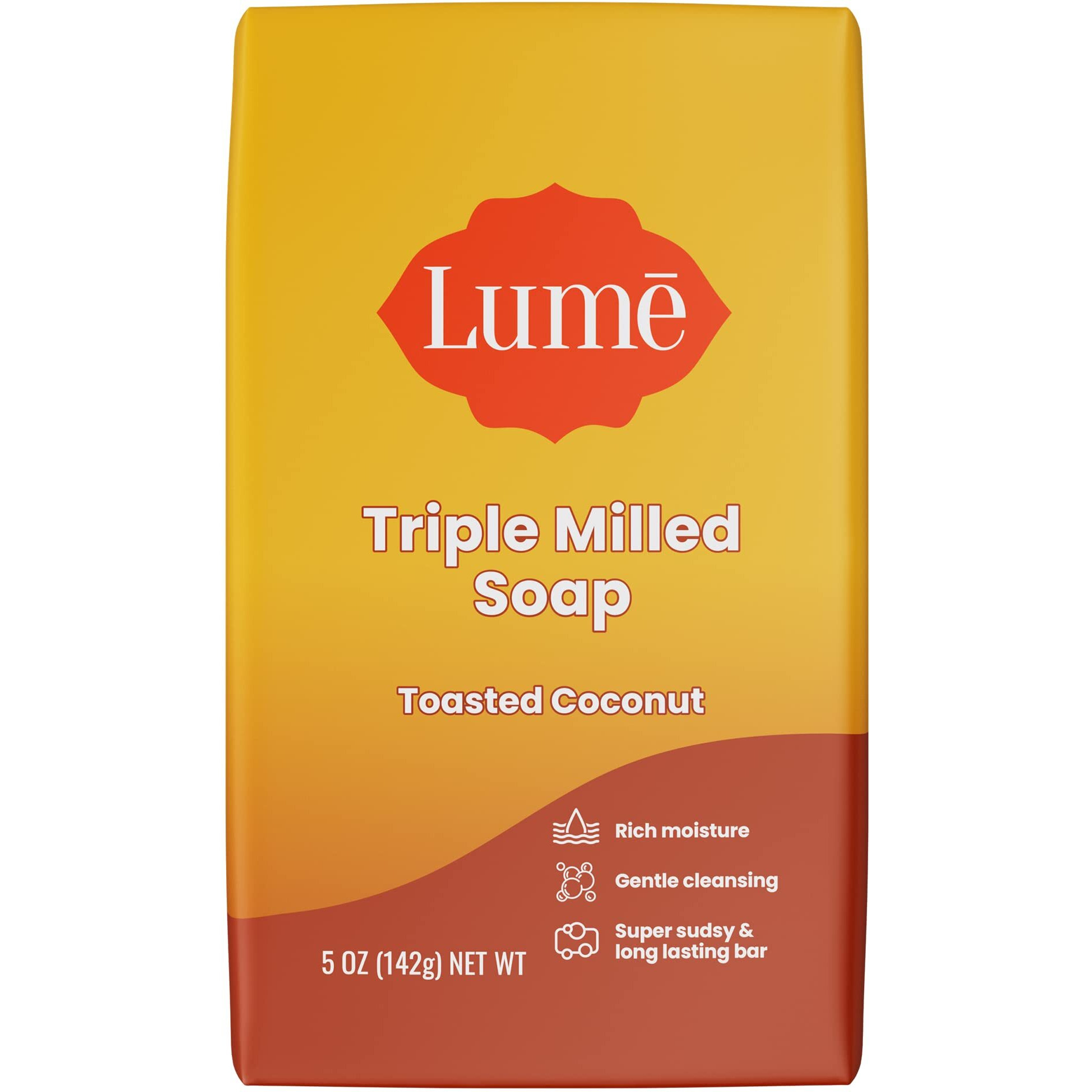 Lume Triple Milled Soap - Rich Moisture  Gentle Cleansing - Paraben Free, Phthalate Free, Skin Safe - 5 Ounce (Toasted Coconut)