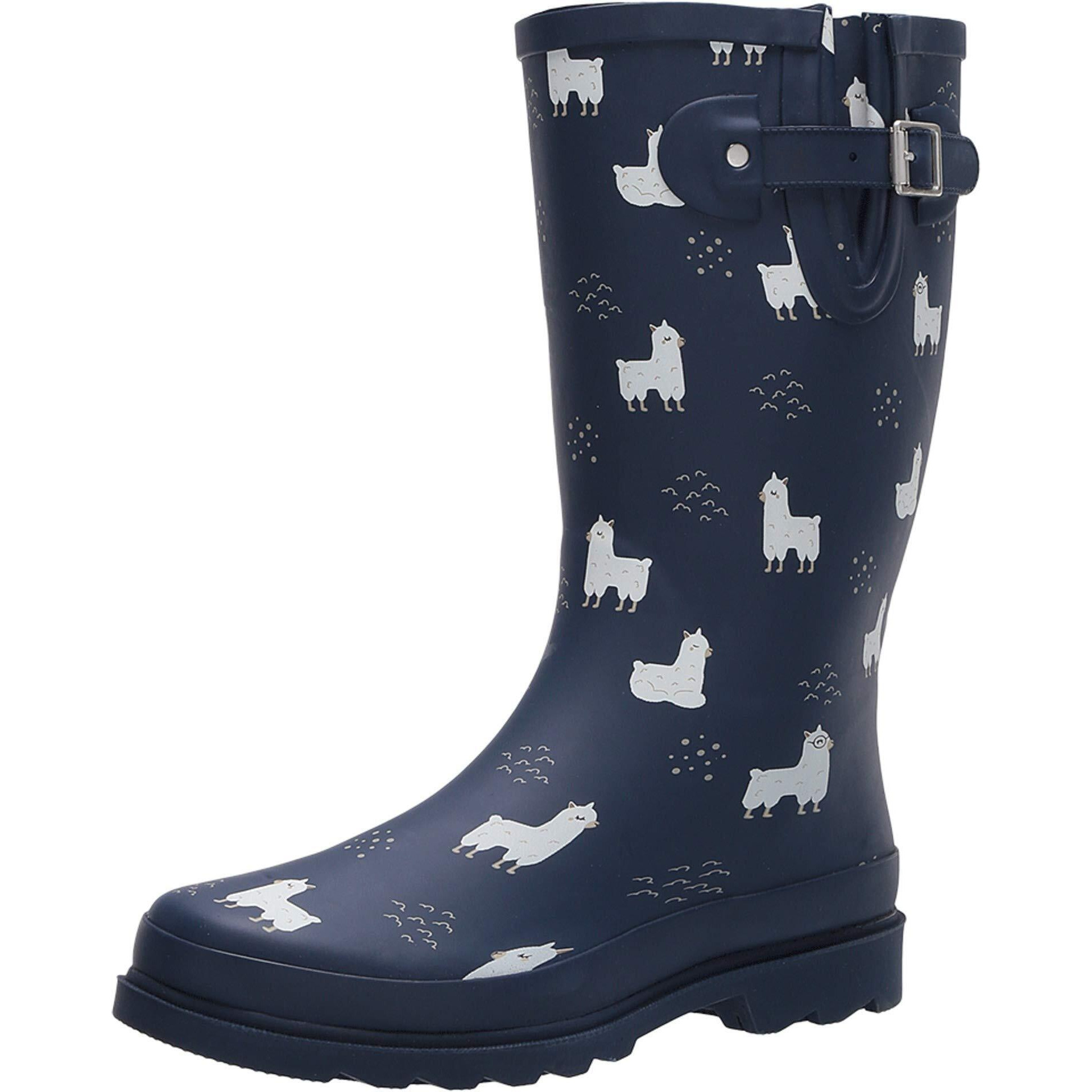 Western Chief Printed Tall Rain Boot For Women - Round Toe, Removable Insole, And Lightly Padded Footbed No Probllama 10 M