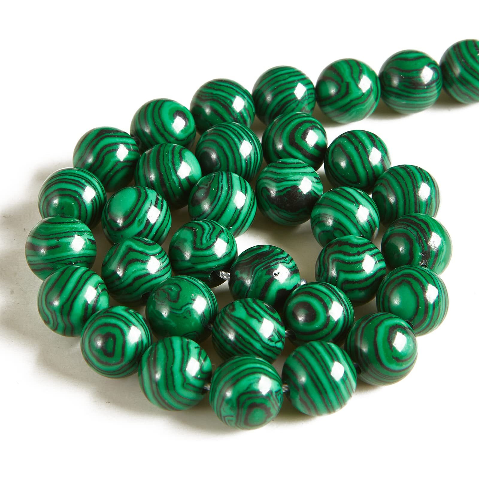 35Pcs 10Mm Malachite Beads Natural Gemstone Beads Round Loose Beads For Jewelry Making