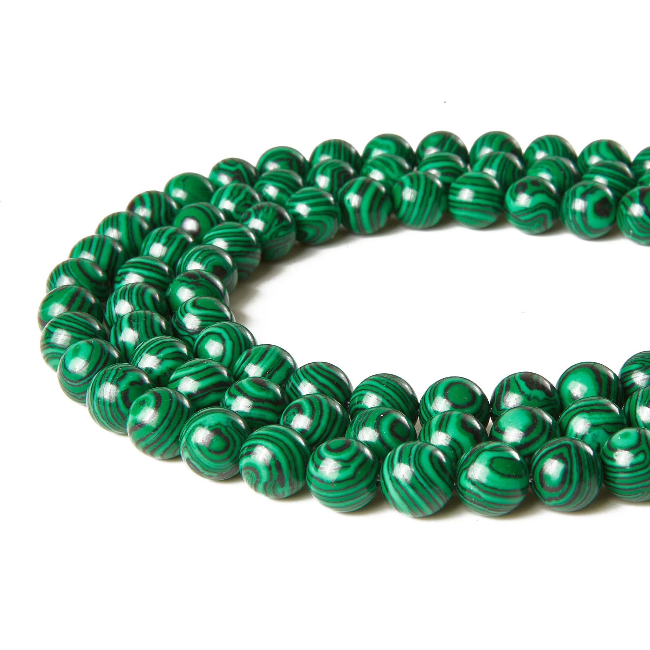 35Pcs 10Mm Malachite Beads Natural Gemstone Beads Round Loose Beads For Jewelry Making