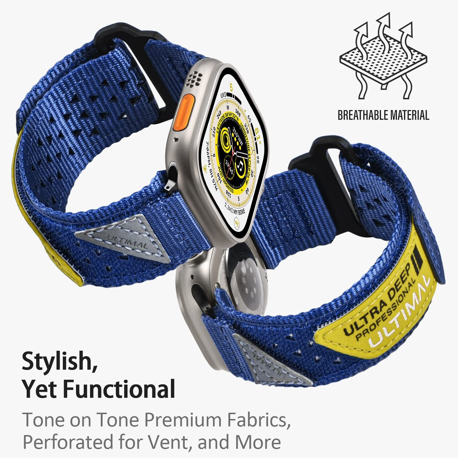 Ultimal Nylon Band Compatible With Apple Watch 38Mm 40Mm 41Mm 42Mm 44Mm 45Mm 49Mm For Men Women, Tough Breathable Nylon Sports Strap, Hollow Out Design For Iwatch Series 8/7/6/5/4/Se/3/2/1/Ultra