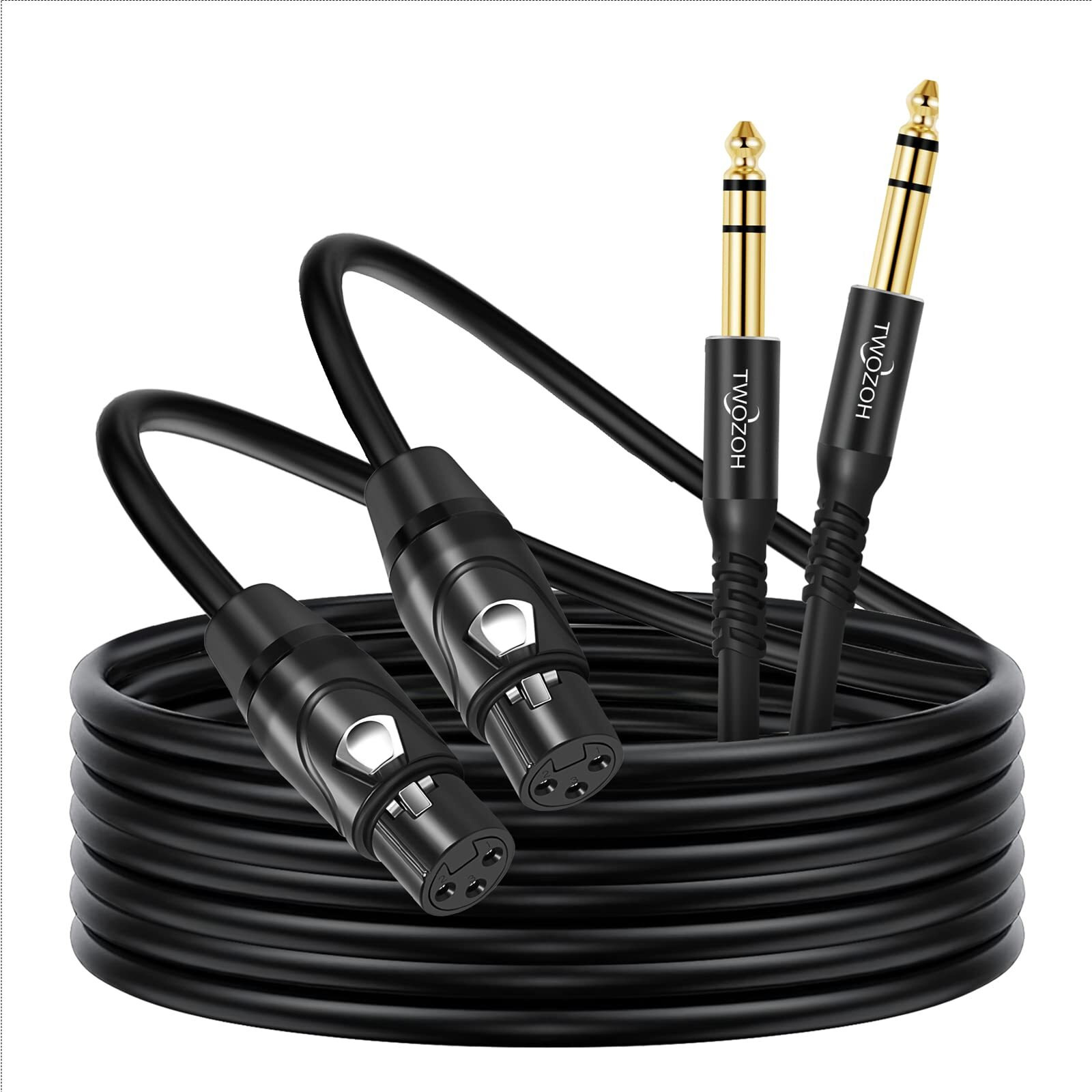 Twozoh Xlr Female To 1/4 Inch (6.35Mm) Trs Cable 1Ft 2 Pack, Quarter Inch Jack Balanced To Xlr Microphone Cable (Professional/Hifi)