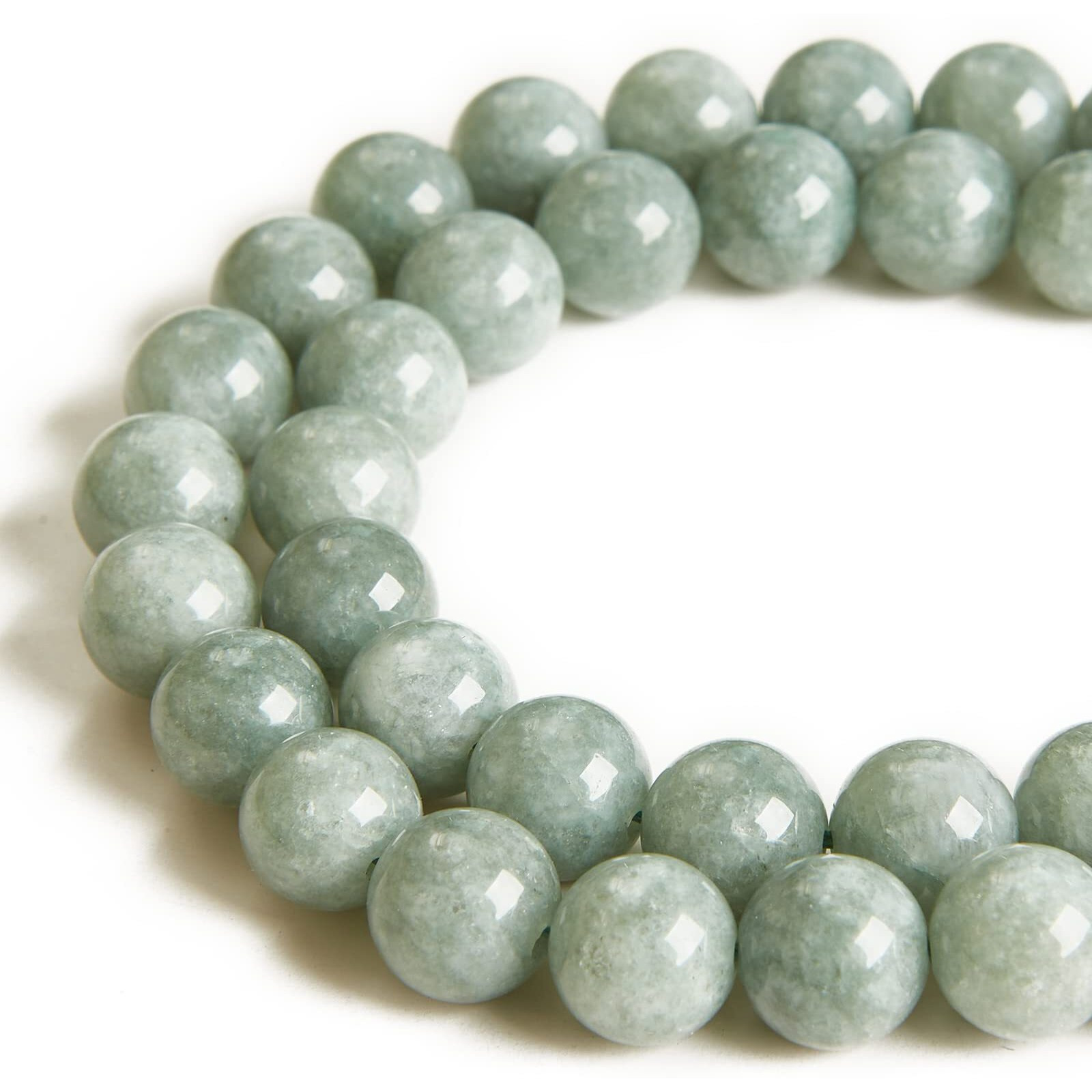 35Pcs 10Mm Burmese Jade Beads Natural Gemstone Beads Round Loose Beads For Jewelry Making