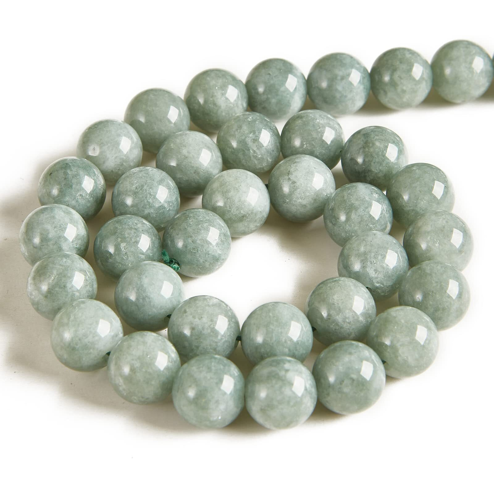 35Pcs 10Mm Burmese Jade Beads Natural Gemstone Beads Round Loose Beads For Jewelry Making