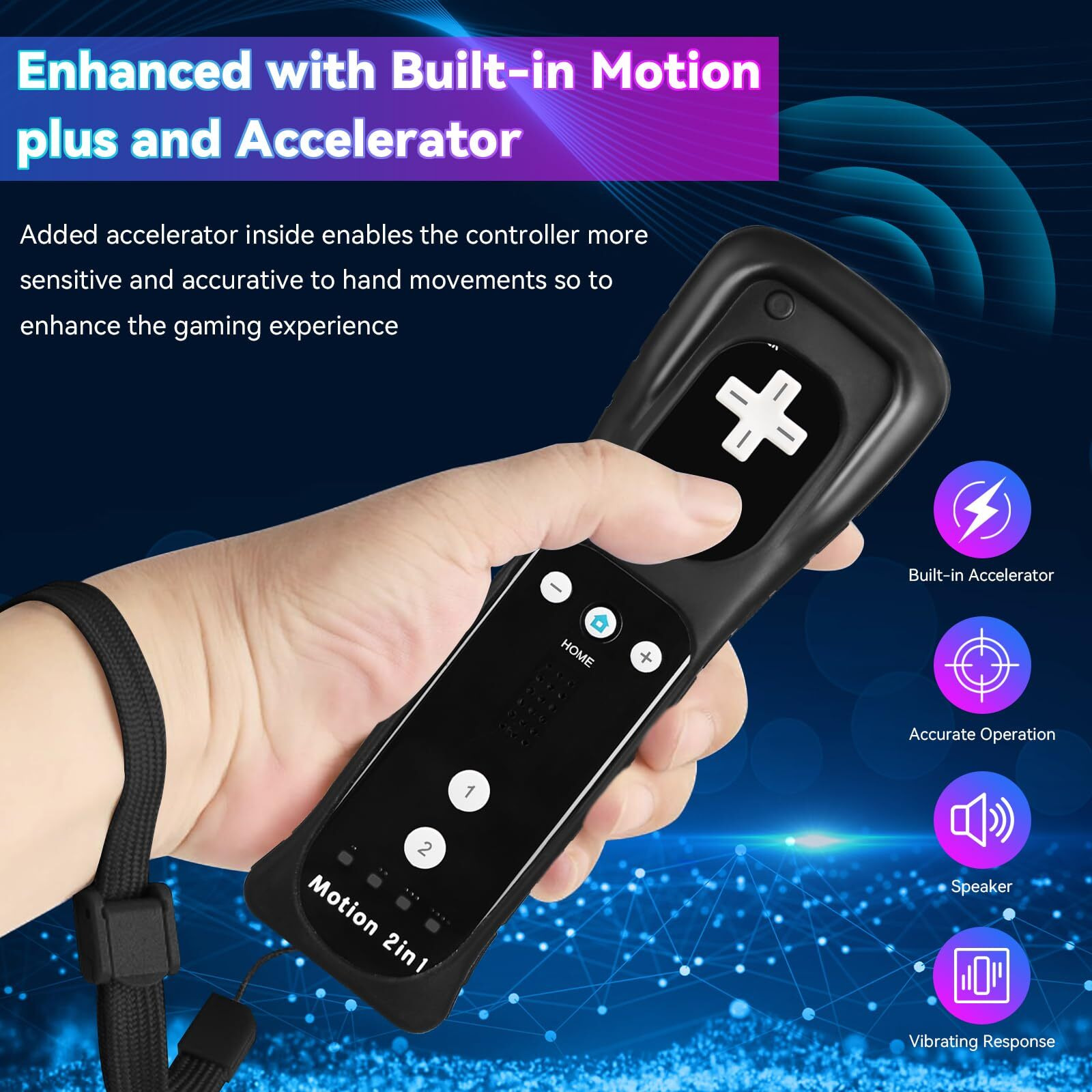 2 Pack Wii Controllers With Motion Plus, Includes Black And White Wii Remotes And Wii Nunchucks