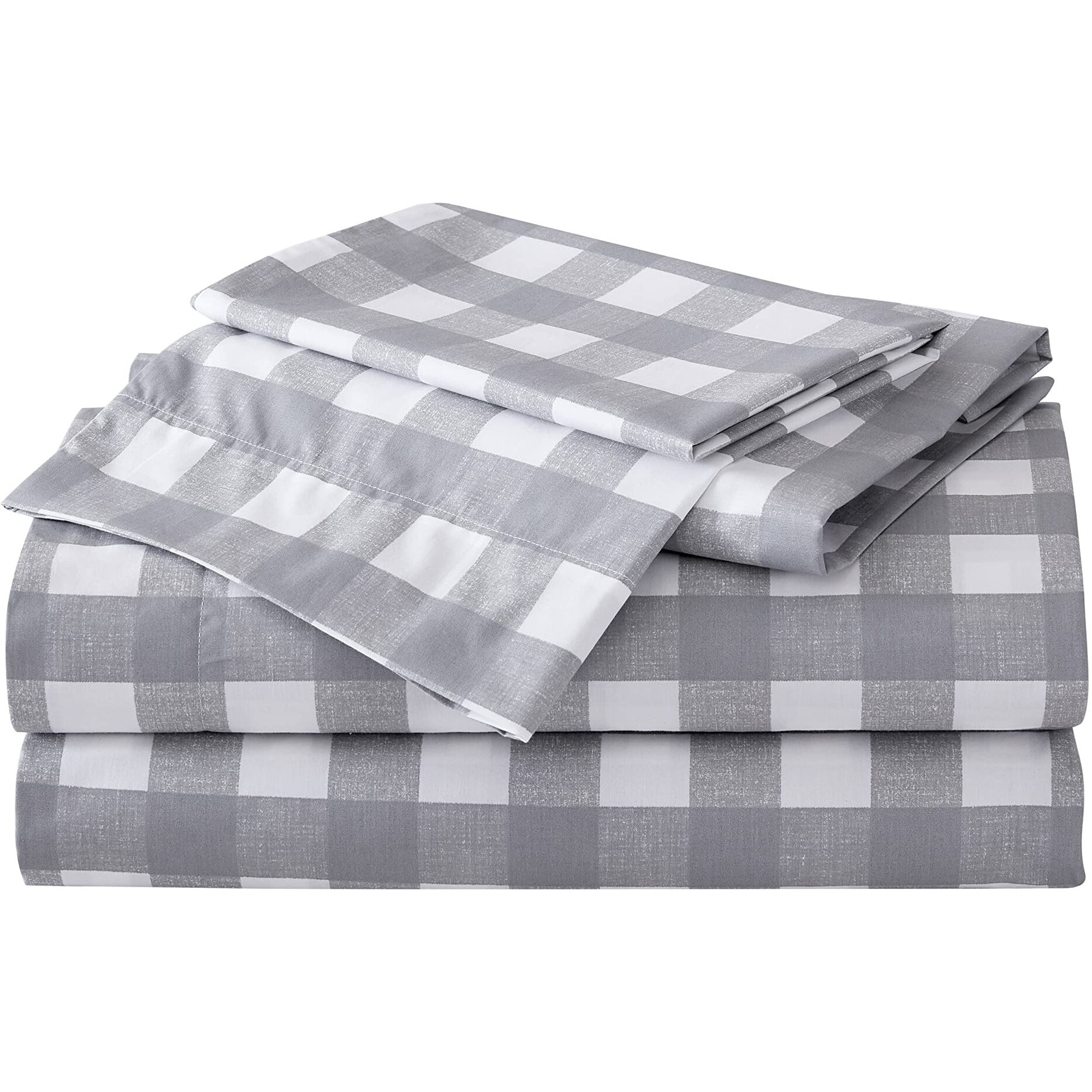 Eddie Bauer Home Sheets Cotton Percale Bedding Set, Crisp  Cool, Stylish Home Decor, King, Lakehouse Plaid Greywhite