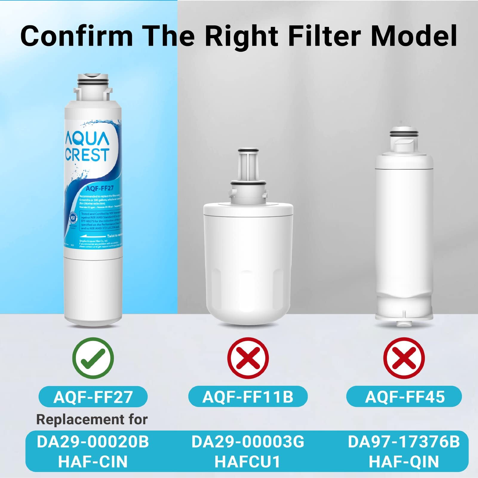 Aqua Crest Da29-00020B Replacement For Samsung Haf-Cin/Exp, Da29-00020B-1, Rf28Hmedbsr, Rf263Beaesr, Rf4287Hars, Haf-Cin, Da97-08006A-1, Rf28K9380Sr, Rf28Hfedtsr, Refrigerator Water Filter, 3 Filters