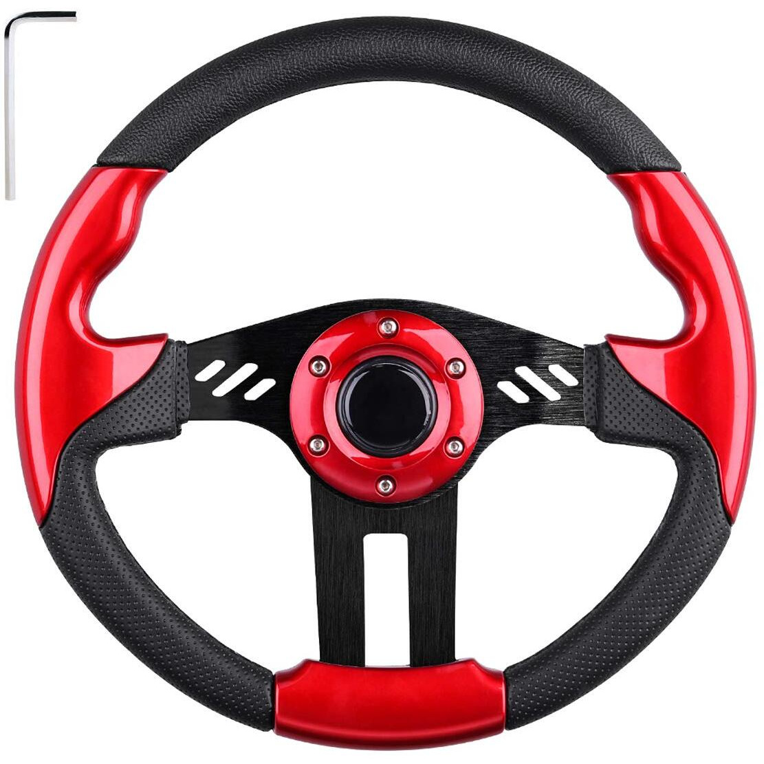 Golf Cart Steering Wheel For Ezgo Club Car Yamaha Universal Steering Wheel Ezgo Steering Wheel Club Car Cool Racing Style Steering Wheel Golf Cart(Steering Wheel Red)