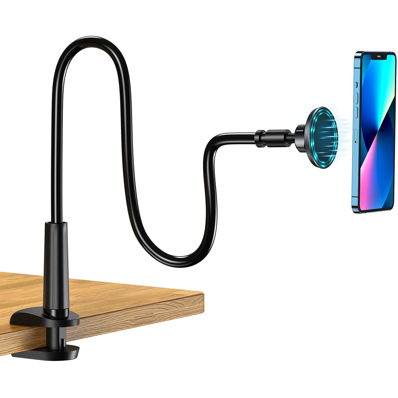 Magnetic Gooseneck Phone Holder Mount For Iphone 141312 - Magnetic Stand Tabletop Clamp 360Arotation Adjustable For Officehome Compatible With Iphone 14 13 1213 12 Mini13 12 Pro Max,Magsafe Case