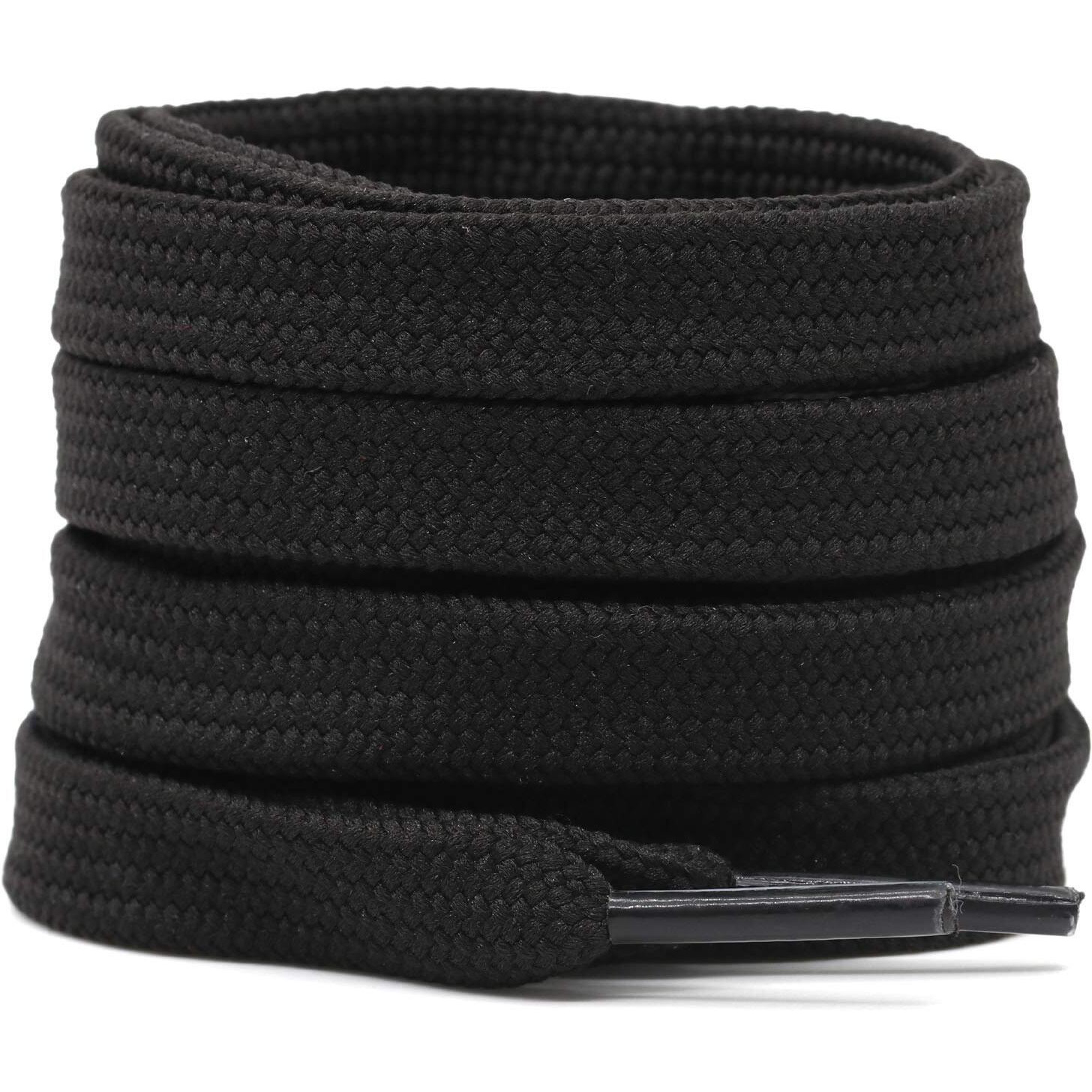 Delele Solid Flat Shoe Laces Hollow Thick Black Shoelaces For Sneakers 2 Pair 75 Inch