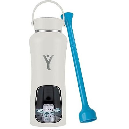 Dyln Hydrogen Water Bottle | Create Hydrating Alkaline Hydrogen-Rich Water Up To 9 Ph | Vacuum Insulated Stainless Steel Water Bottle | Keeps Water Cold For 24 Hours | 32 Oz, Pearl