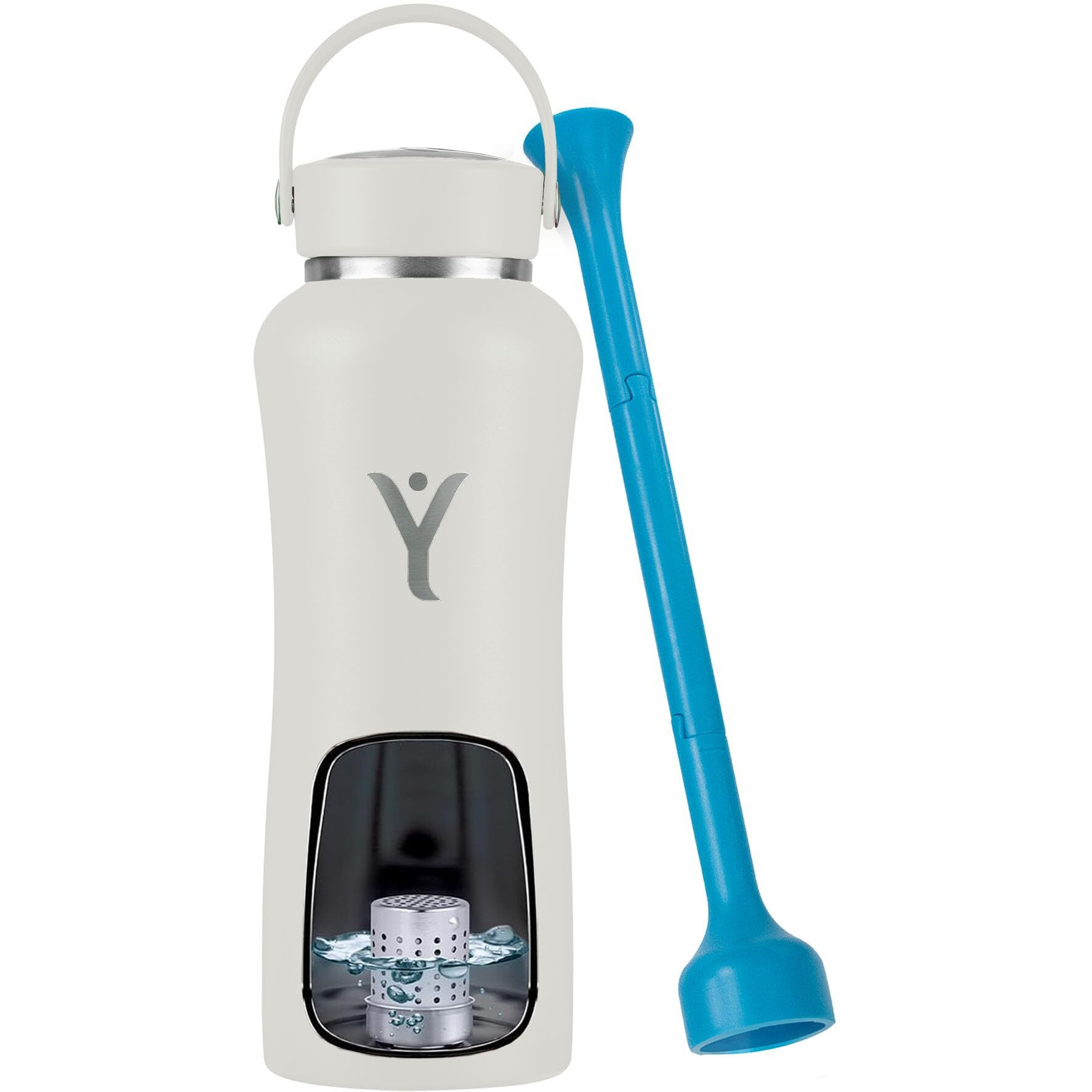 Dyln Hydrogen Water Bottle | Create Hydrating Alkaline Hydrogen-Rich Water Up To 9 Ph | Vacuum Insulated Stainless Steel Water Bottle | Keeps Water Cold For 24 Hours | 32 Oz, Pearl