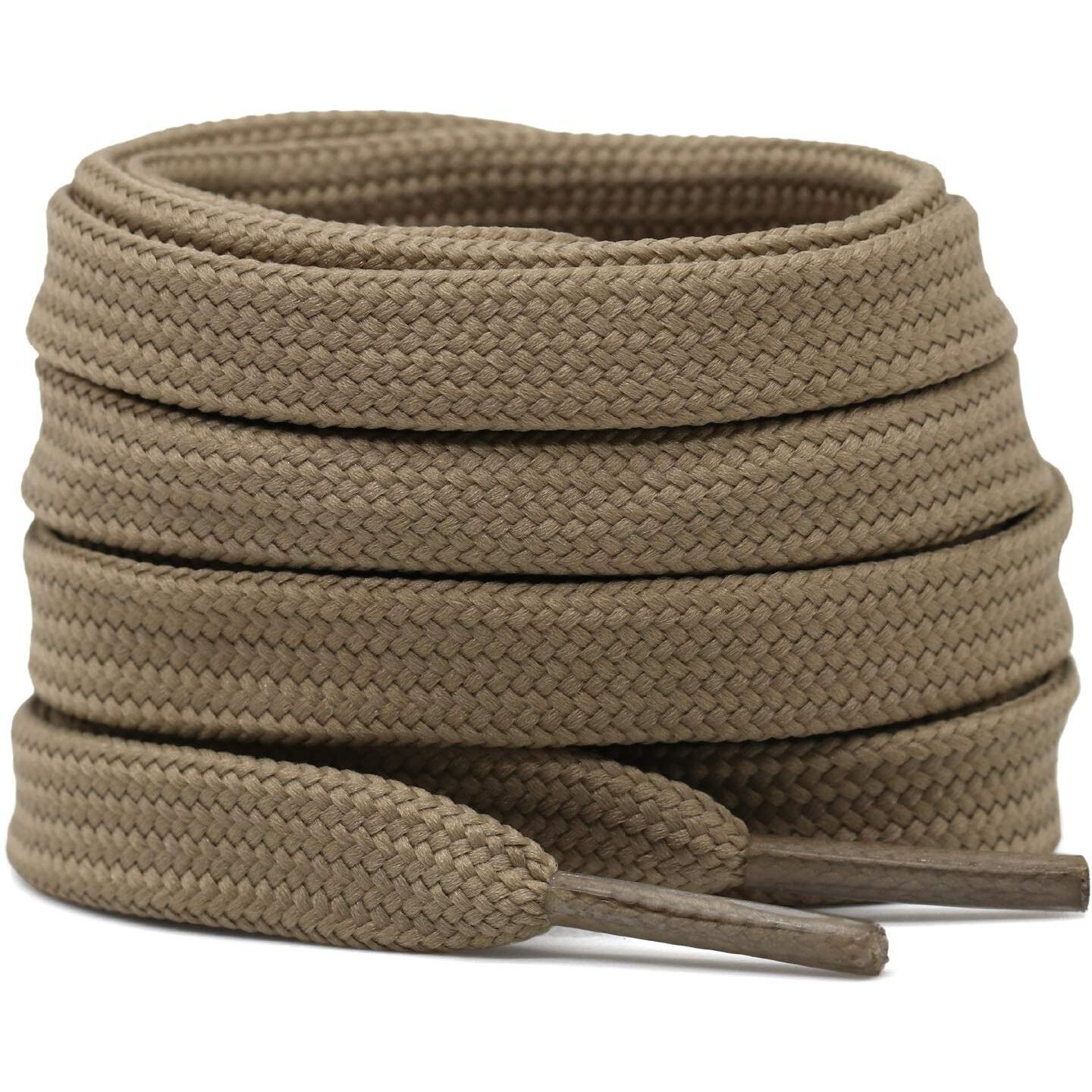 Delele Solid Flat Shoe Laces Hollow Thick Khaki Shoelaces For Sneakers 2 Pair 79 Inch