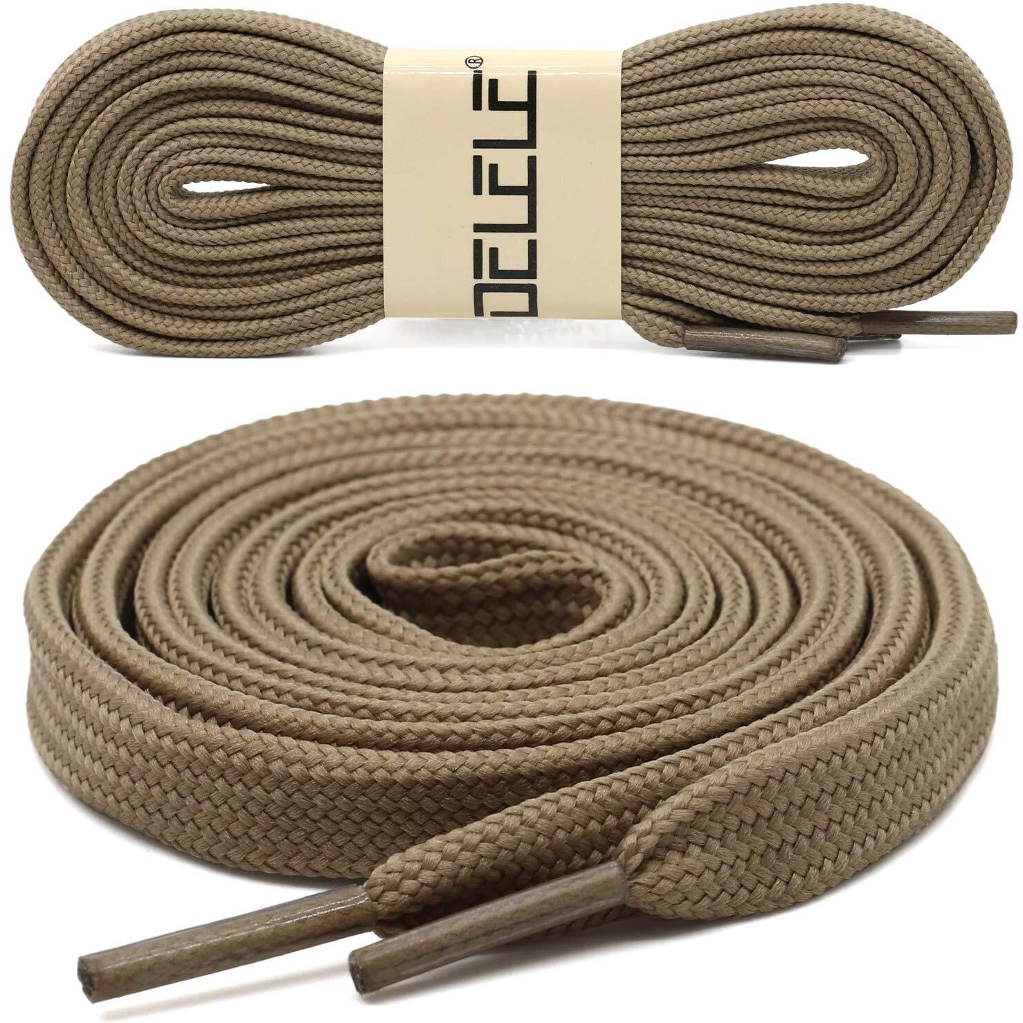 Delele Solid Flat Shoe Laces Hollow Thick Khaki Shoelaces For Sneakers 2 Pair 79 Inch