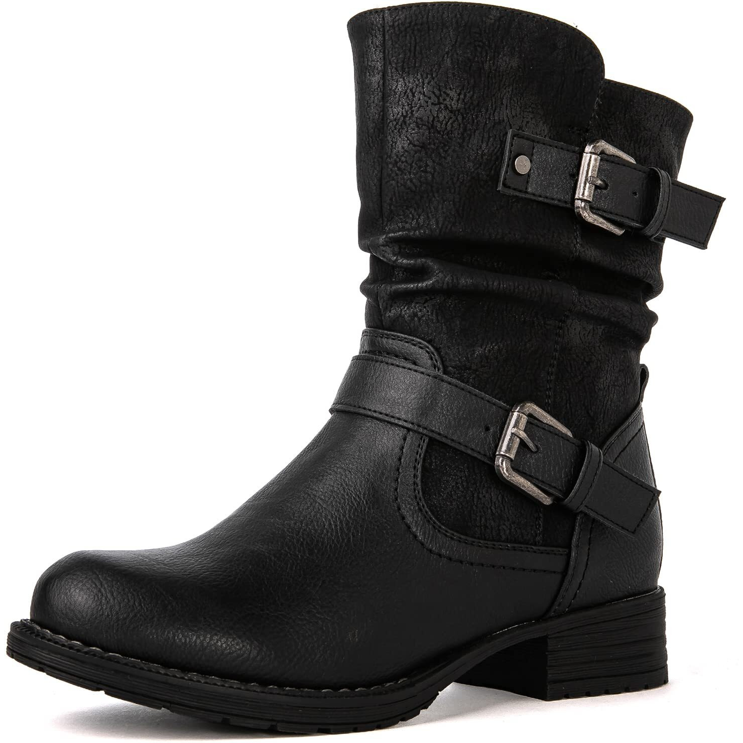 Globalwin Women's Black Bukle Zipper Ankle Booties Winter Fashion Boots For Women 9M