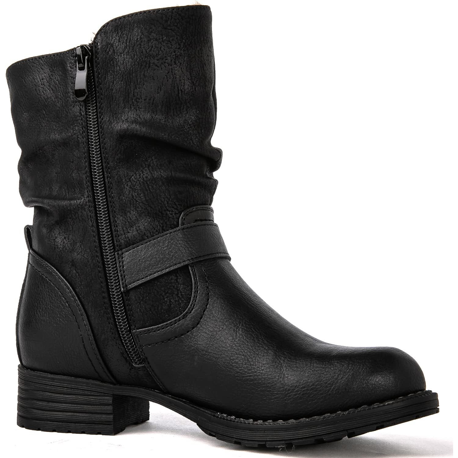 Globalwin Women's Black Bukle Zipper Ankle Booties Winter Fashion Boots For Women 9M