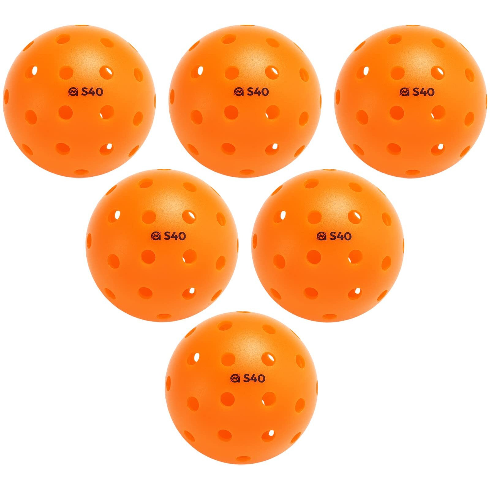 A11N S40 Outdoor Pickleball Balls- Usapa Approved, 6-Pack, Tangerine