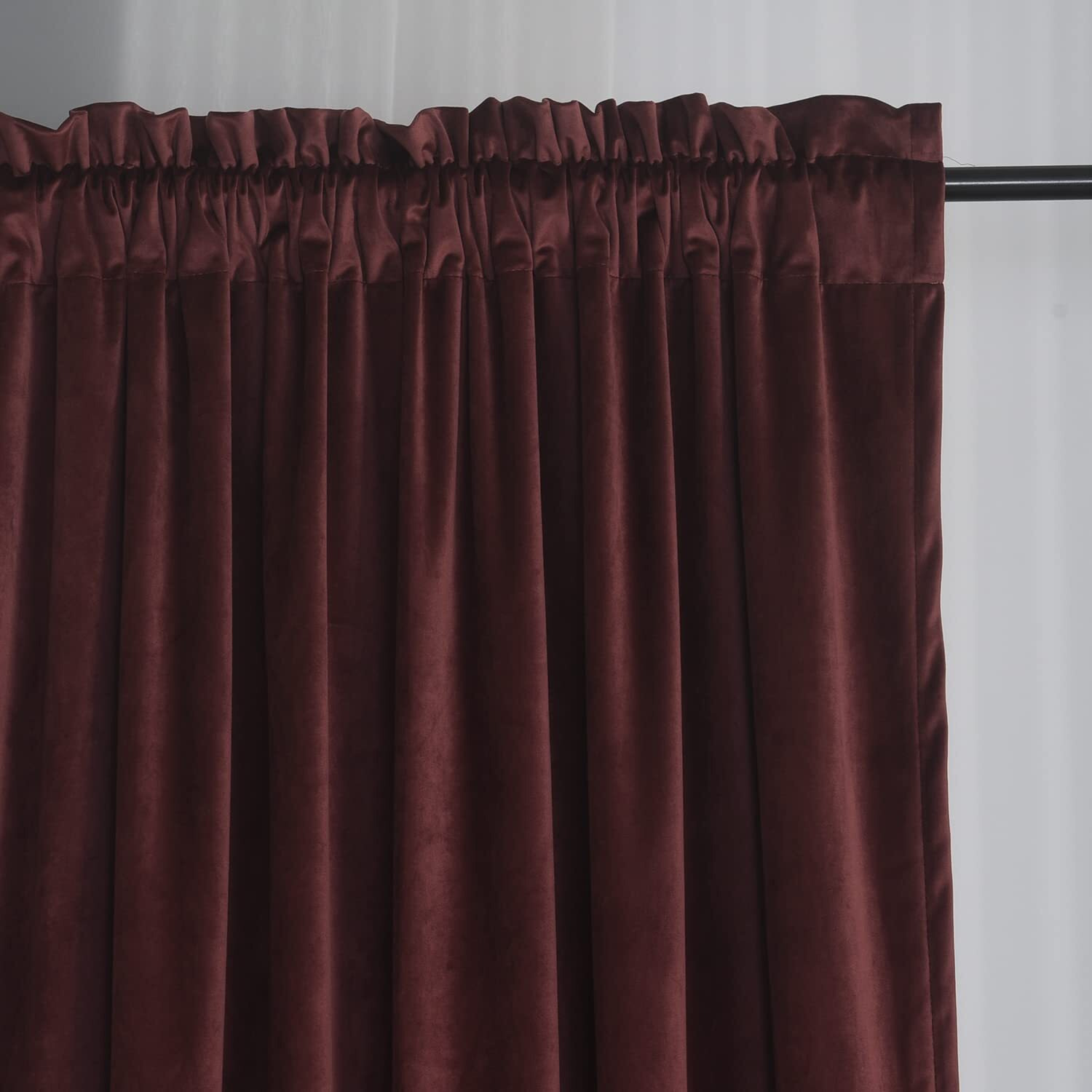 Roslynwood Ruby Wine Velvet Curtains 108 Inch For Living Room - Blackout Thermal Insulated Curtains Heat & Chill Insulated Energy Efficient Panels For French Door, 52 X 108 Inches, 2 Panels