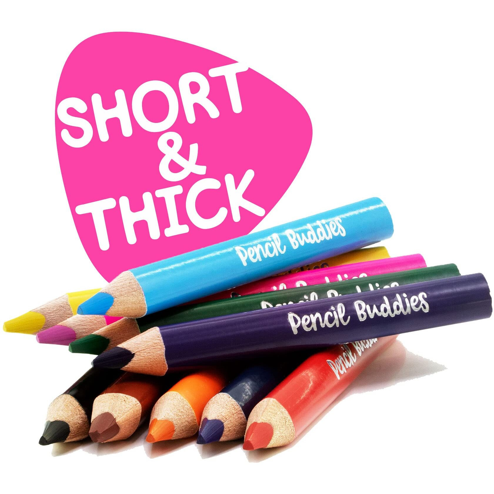 Color Pencils Set For Kids (2 Sets) - Short Fat Triangle Pencils For Kids Ages 2-7 - Jumbo Pencils For Preschoolers, Kindergarten, Toddlers, Beginners - Triangular Colored Pencils Sets With Sharpeners