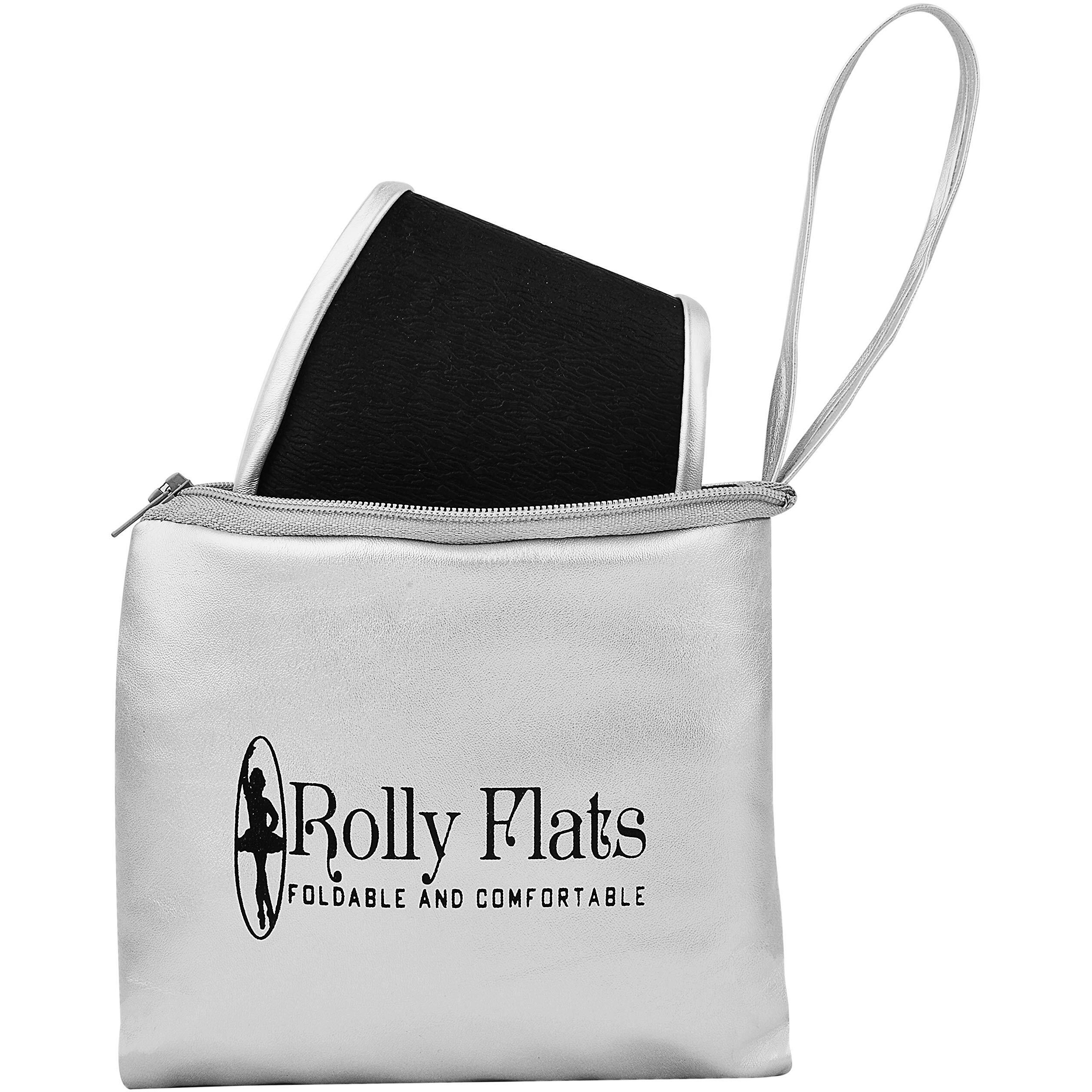 Women's Portable Foldable Ballet Flats Shoes Roll Up Slippers For Travel (M, Silver)