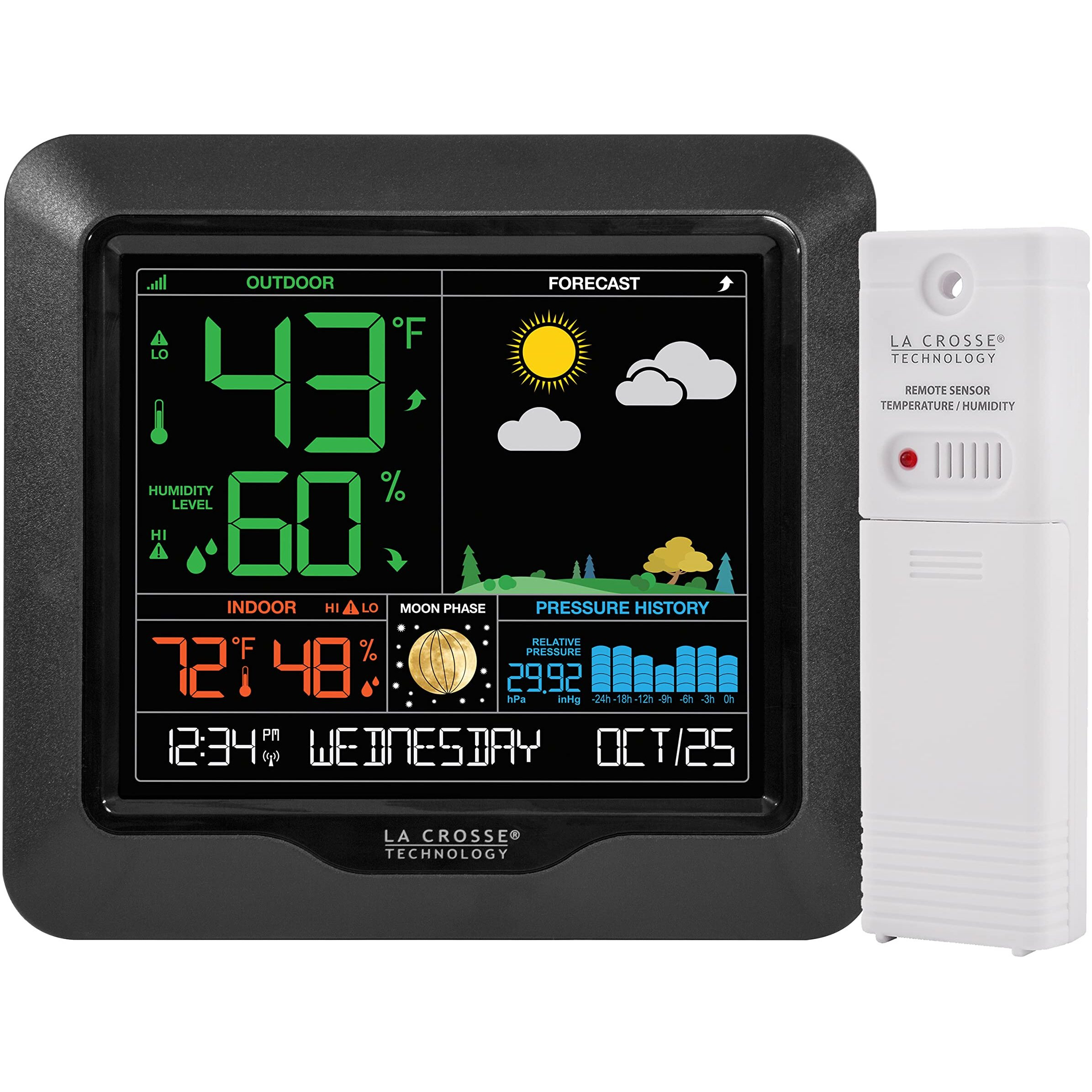 La Crosse Technology S84107-Int Color Forecast Station, Black