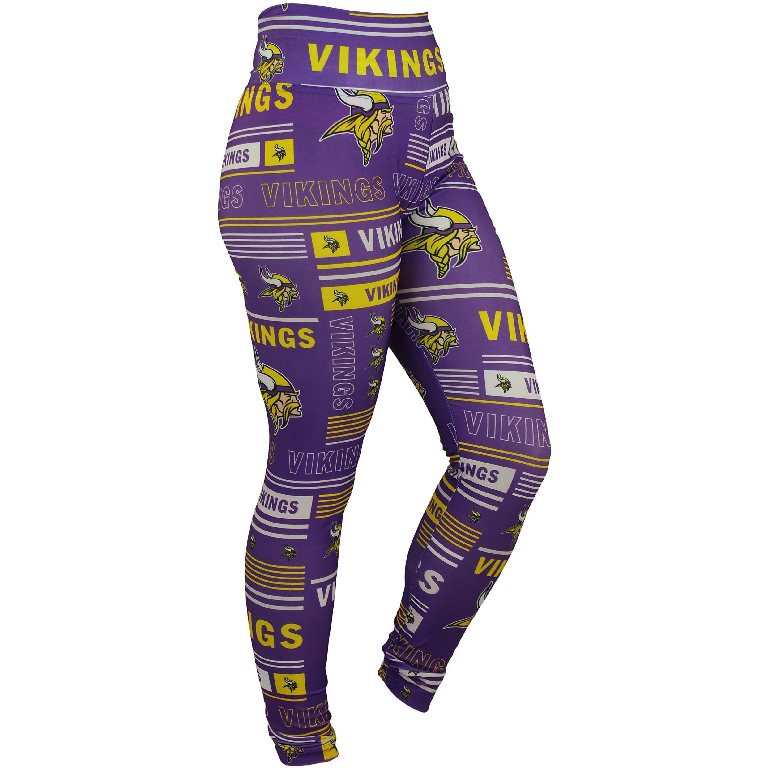 Zubaz Nfl Women's Team Color Column Leggings, Lightweight Comfy Legging, Minnesota Vikings, X-Small