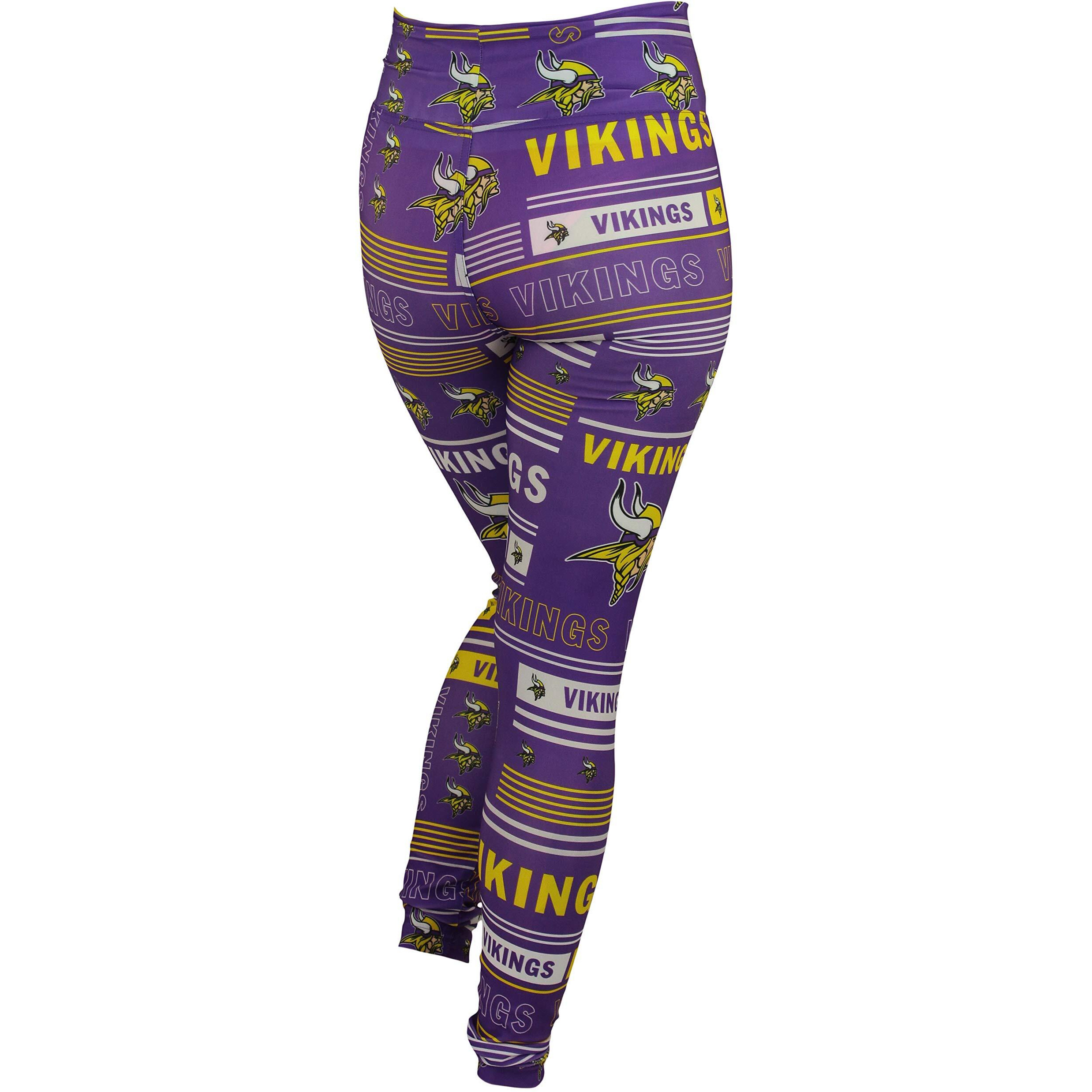 Zubaz Nfl Women's Team Color Column Leggings, Lightweight Comfy Legging, Minnesota Vikings, X-Small