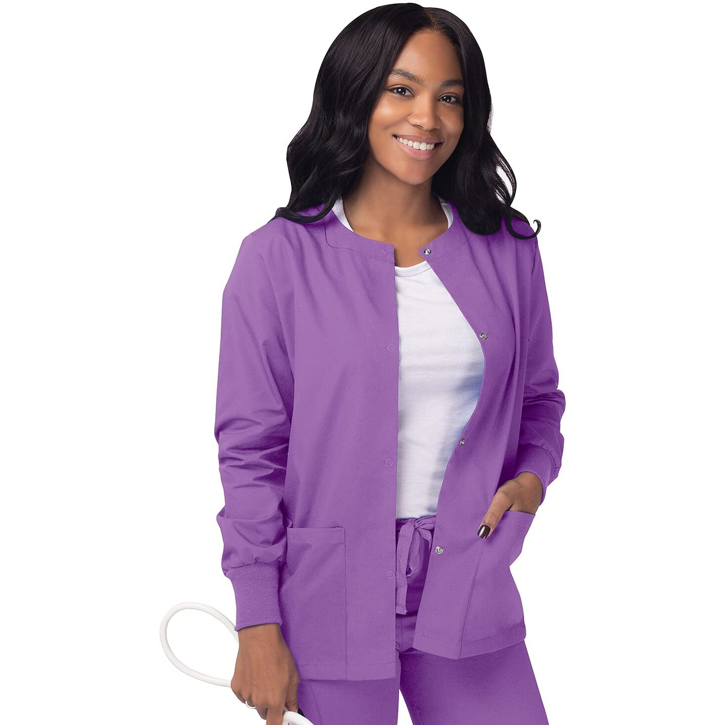 Sivvan Scrubs For Women - Front Snap Warm - Up Jacket - S8306 - Lavender - M