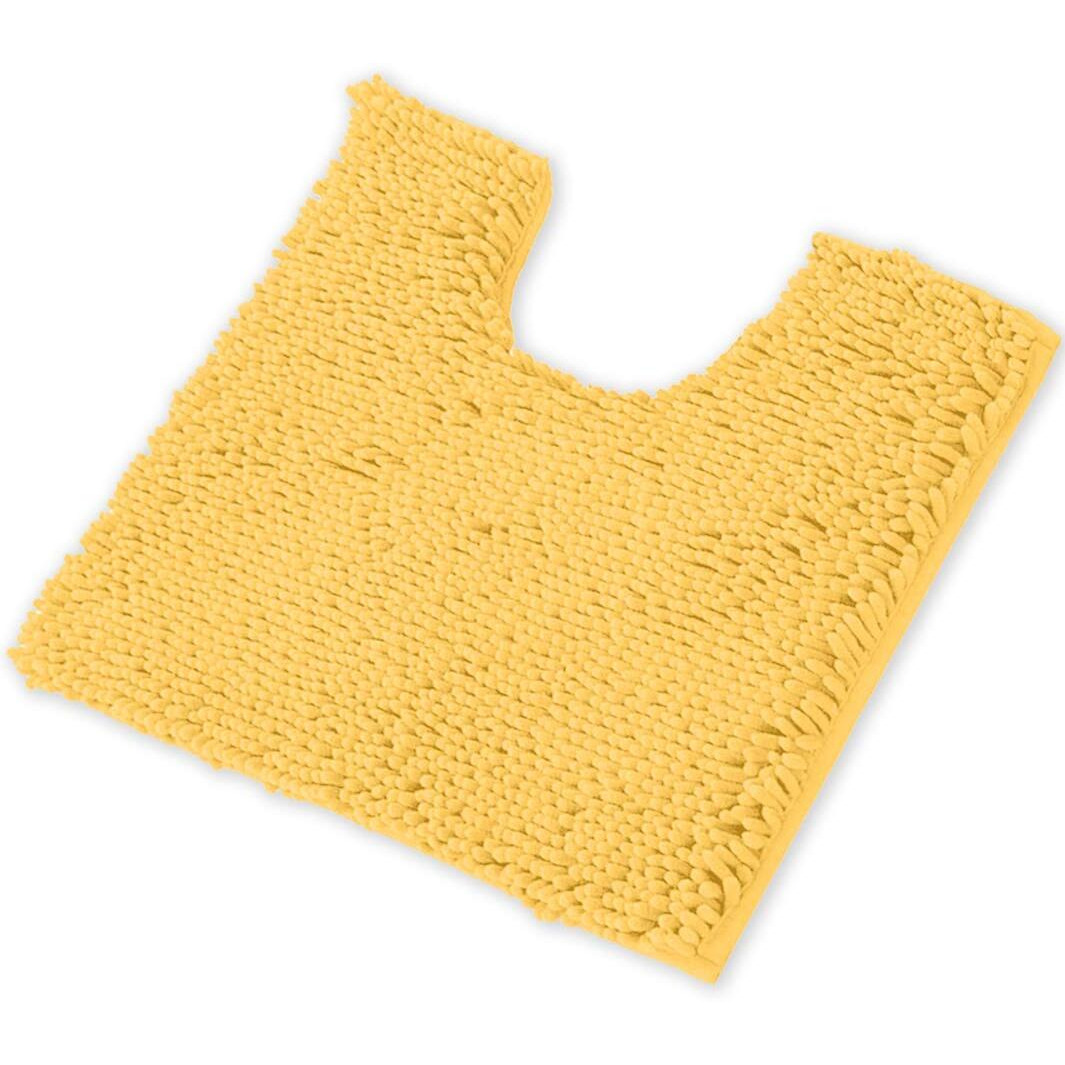 Luxurux Bath Mat, U-Shaped Contoured Rug For Around Toilet, Super Absorbent Shaggy Bath Rug Machine Wash  Dry, Yellow