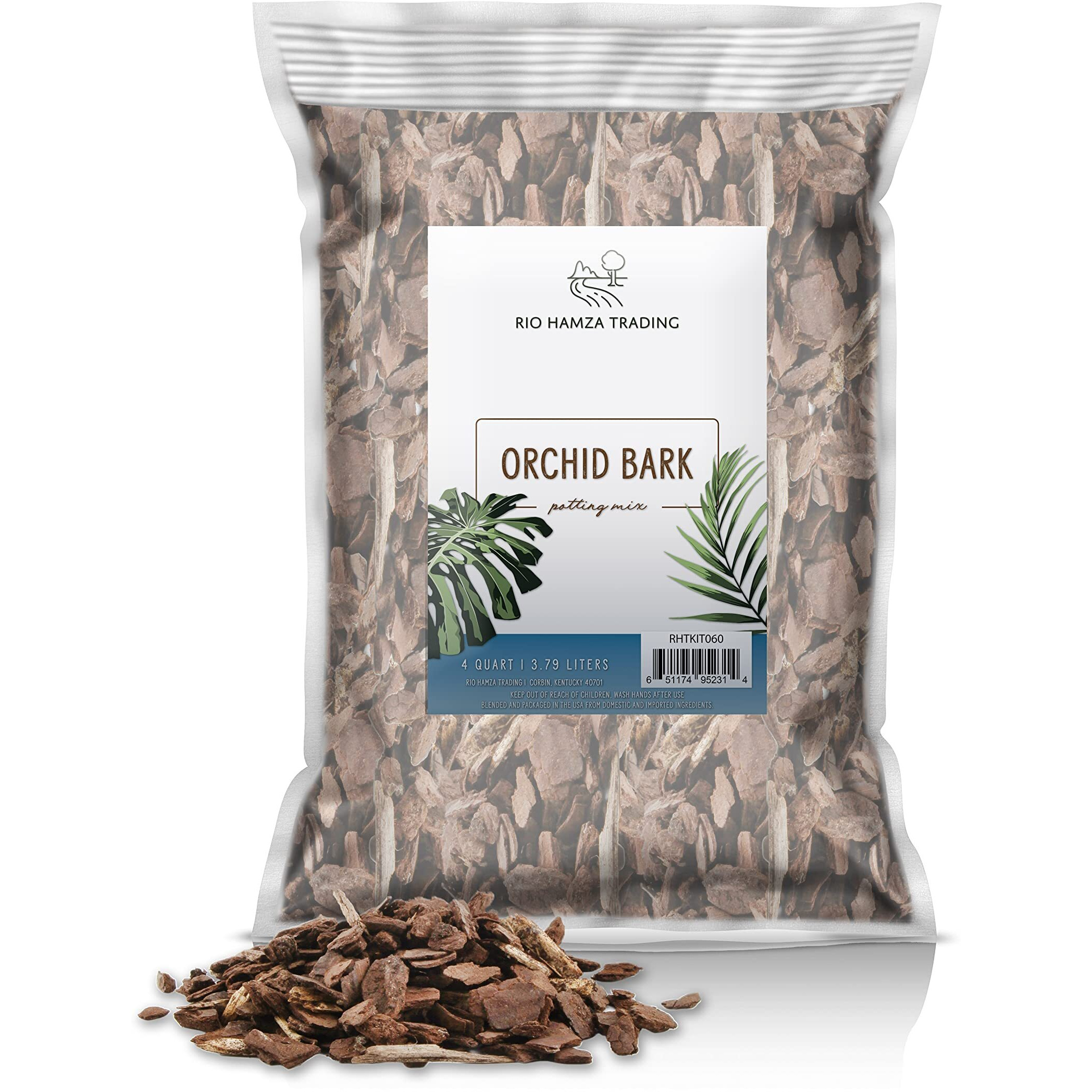 100 Organic Material All Natural Orchid Bark, Usa Sourced And Produced Orchid Bark Potting Mix, Orchid Potting Bark Bulk (4Qt)