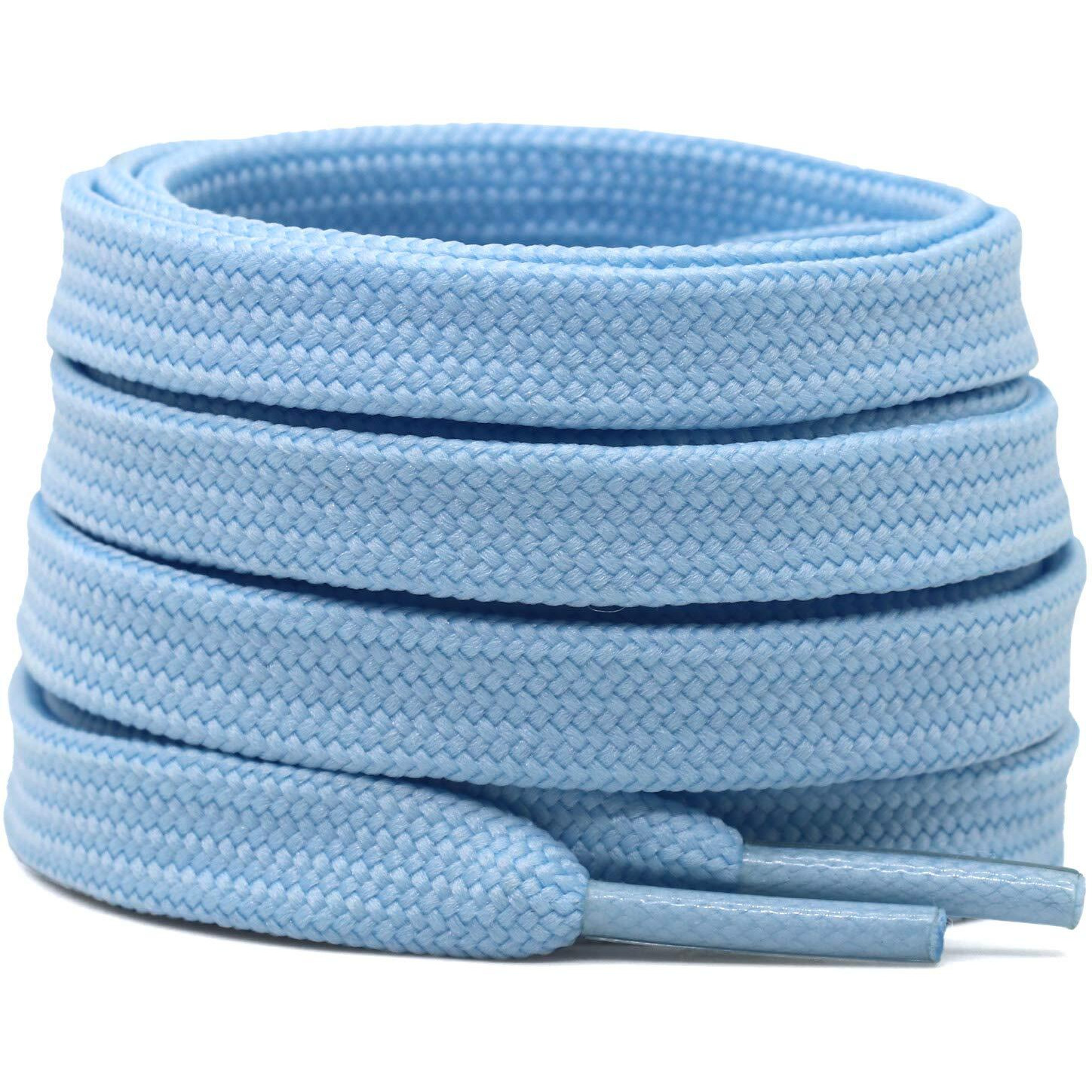 Delele Solid Flat Shoe Laces Hollow Thick Ligth Blue Shoelaces For Sneakers 2 Pair 79 Inch