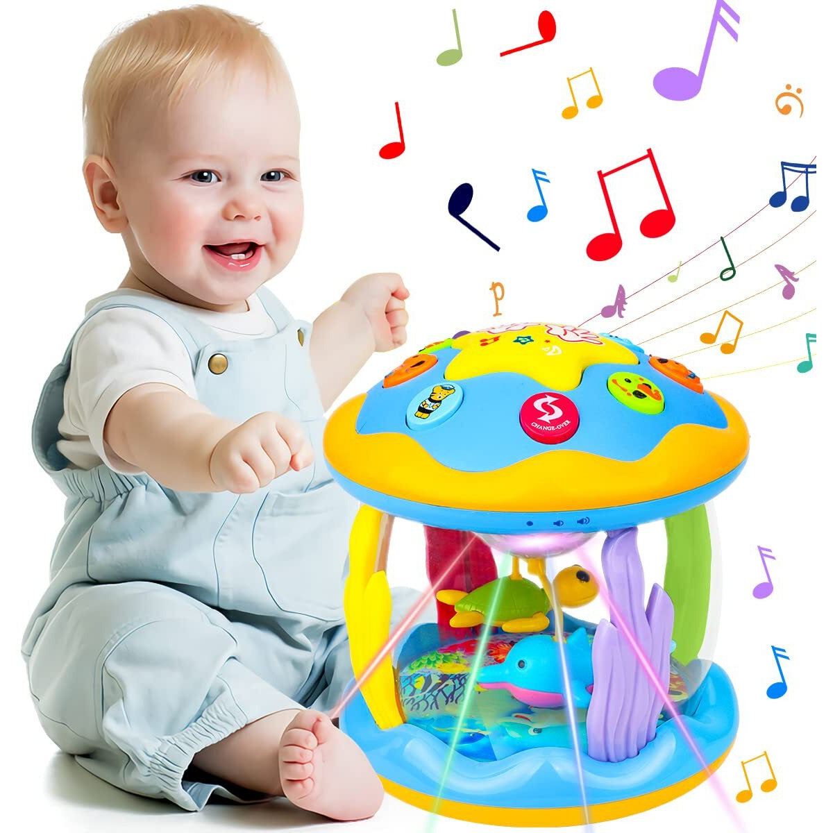 Aboosam Baby Toys 6 To 12 Months - Musical Learning Infant Toys 12-18 Months - Babies Ocean Rotating Light Up Toys For Toddlers 1 2 3+ Years Old Boys Girls Baby Gifts