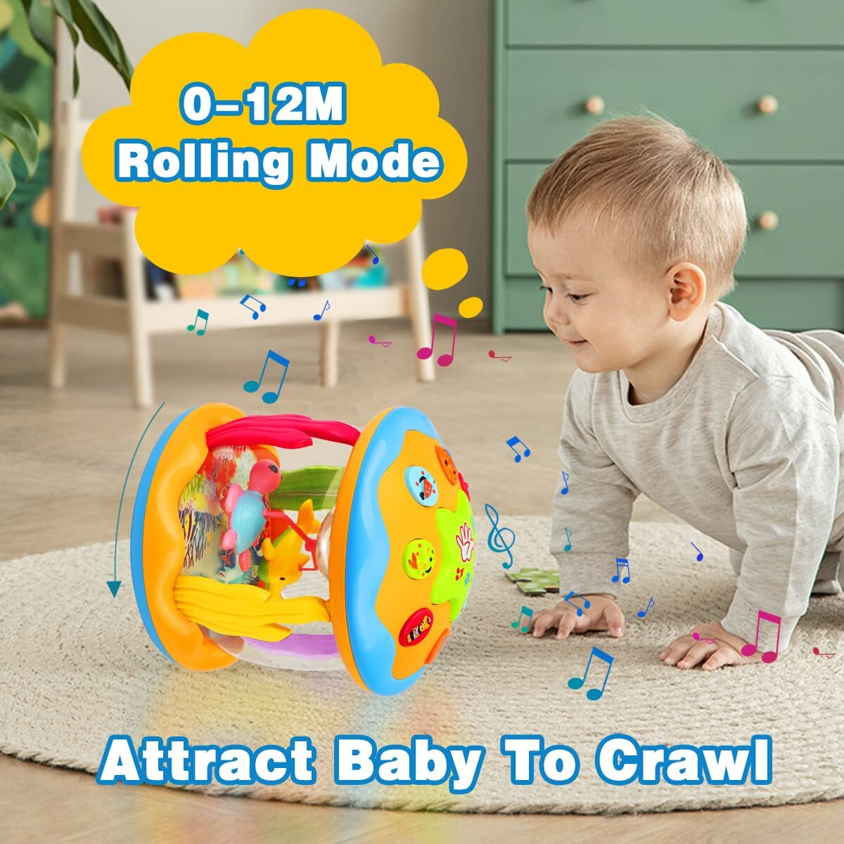Aboosam Baby Toys 6 To 12 Months - Musical Learning Infant Toys 12-18 Months - Babies Ocean Rotating Light Up Toys For Toddlers 1 2 3+ Years Old Boys Girls Baby Gifts