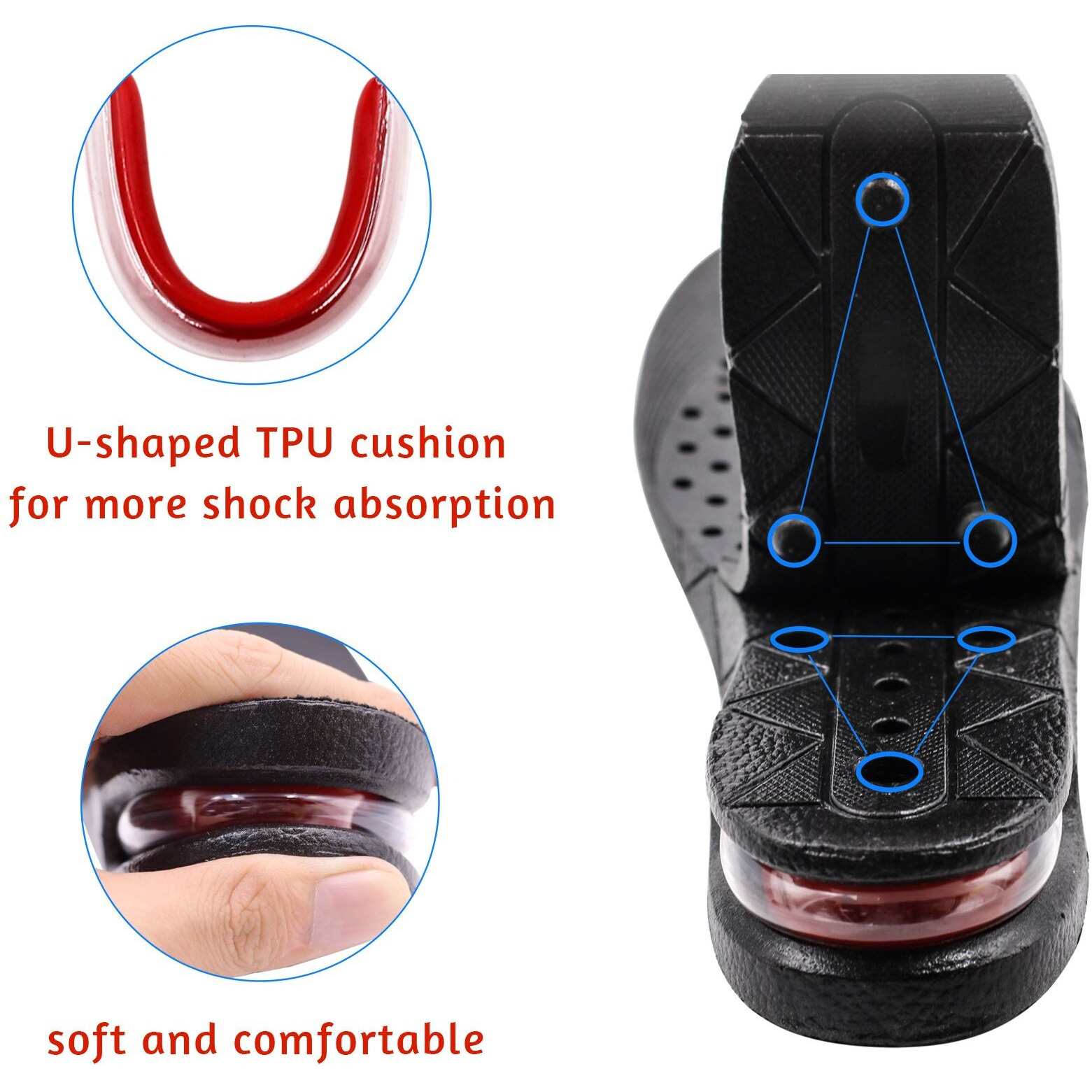 Ergofoot Height Increase Insoles 2-Layer 2 Inch Air Cushion Taller Shoes Insoles Heel Insert For Men And Women