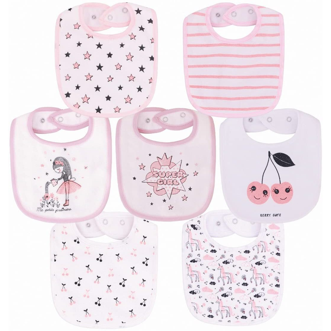 Maiwa Waterproof Terry Cloth Baby Bibs For Baby Girl With Snaps For Drooling Teething Eating