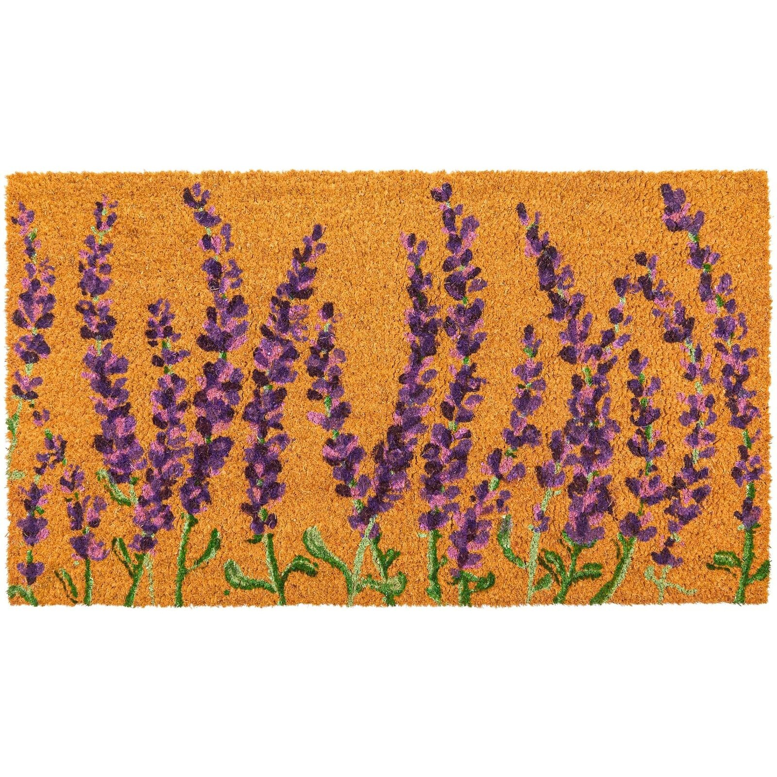 Juvale Floral Spring Coir Door Mat For Front Porch, Lavender Flower Outdoor Welcome Mat (17 X 30 Inches)