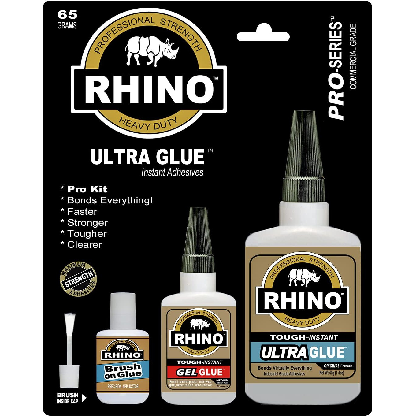 Rhino Glue Pro Kit,Aheavy Duty 65 Gram Clear