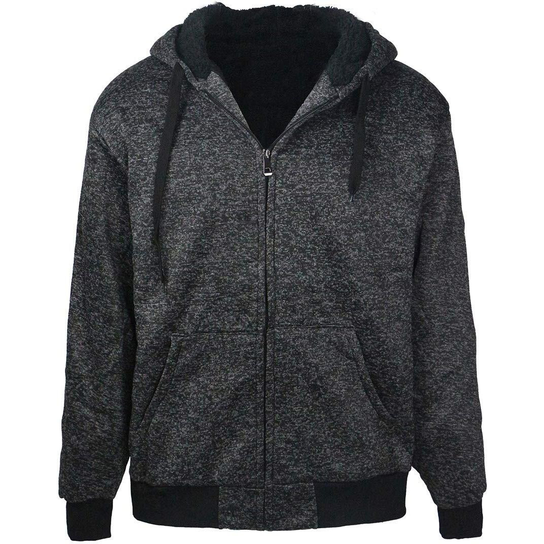 Gary Com Marled Heavyweight Sherpa Lined Fleece Hoodies For Men Full Zip Plus Size Big And Tall Sweatshirts Jackets 5Xl Charcoal