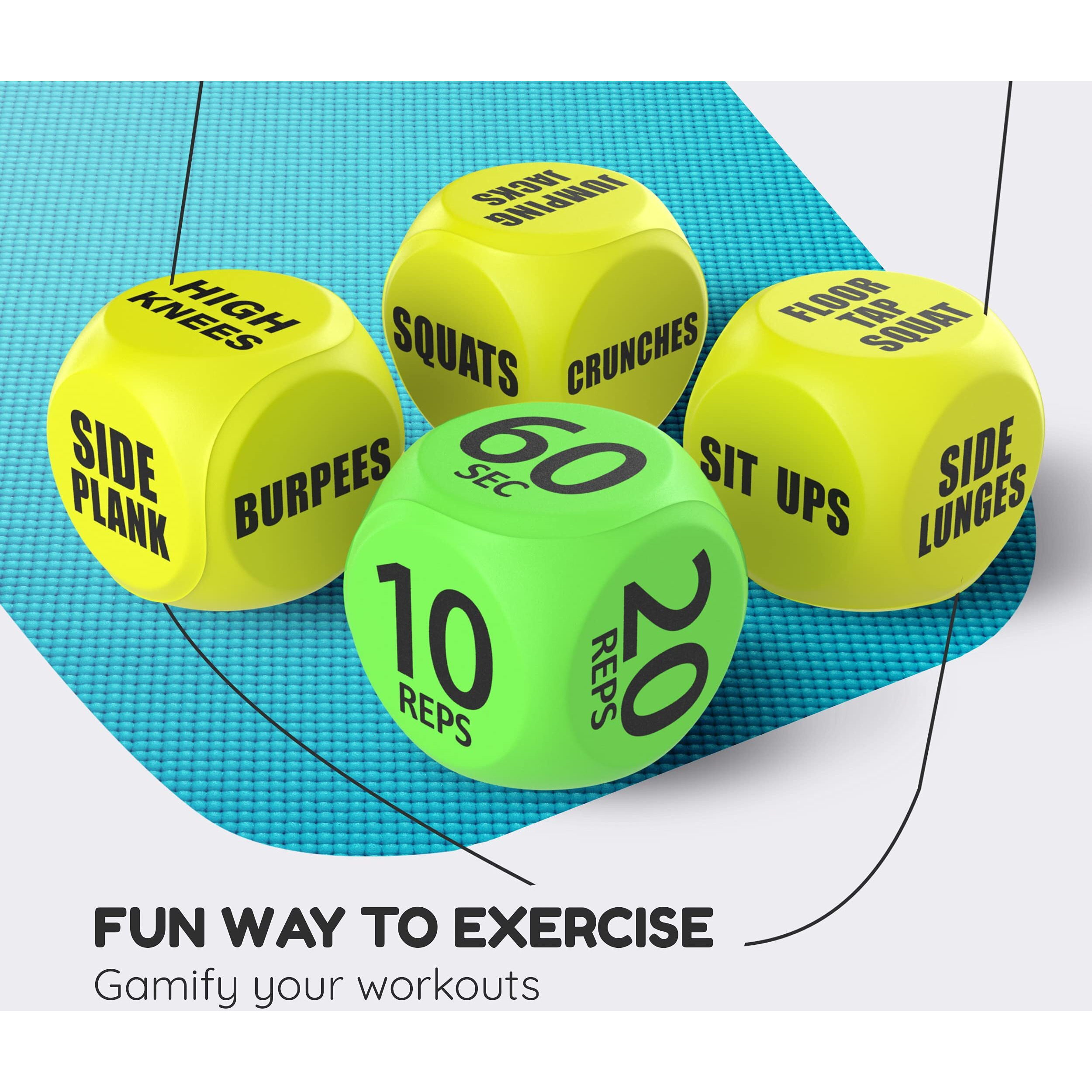 Skywin-Exercise Dice, Fun Workout Dice For Solo Or Group Classes, 6-Sided Foam Fitness Dice Great Dynamic Exercise Equipment (Yellow)